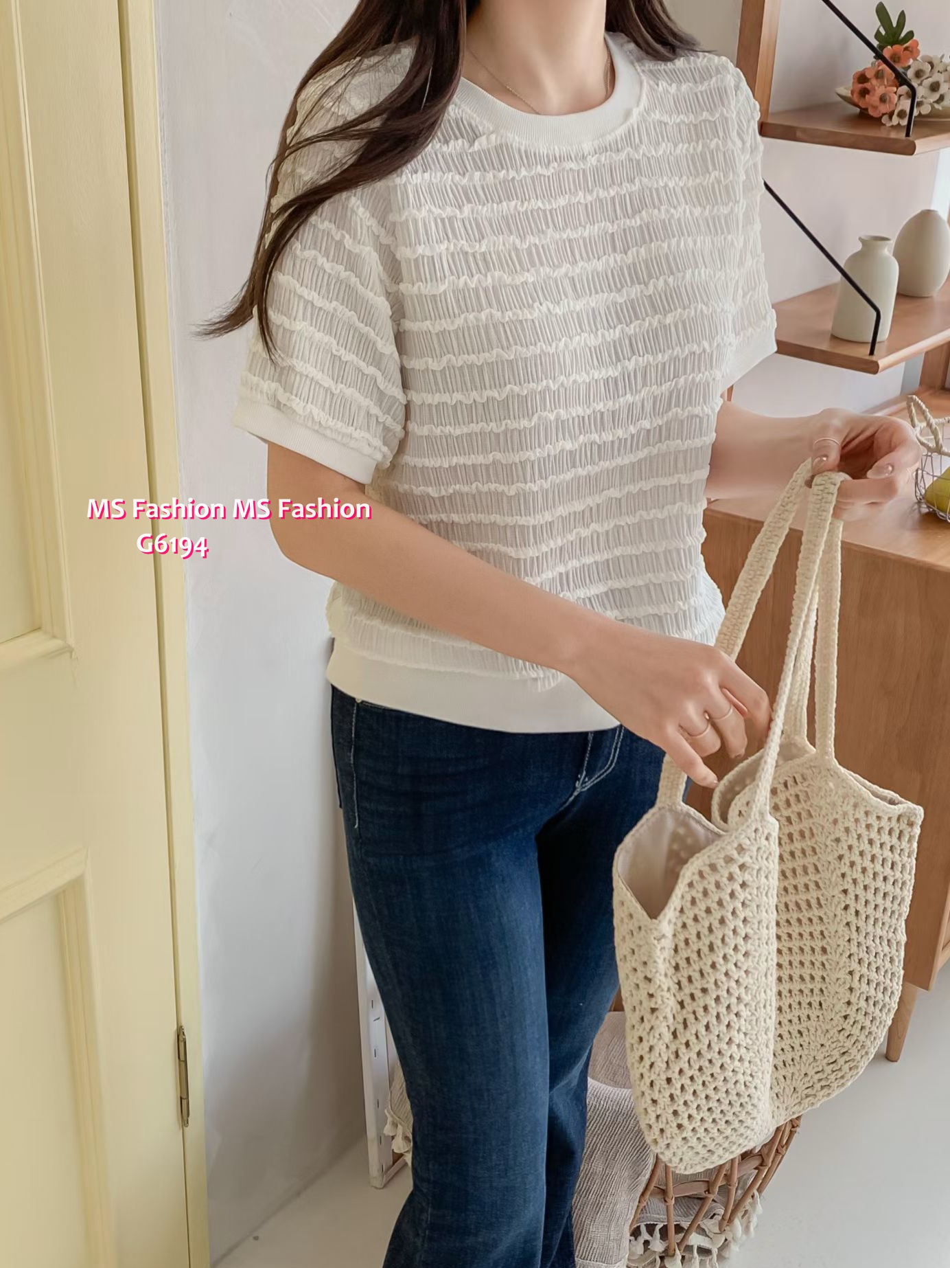 G6194 韓國🇰🇷凹凸紋淨色top