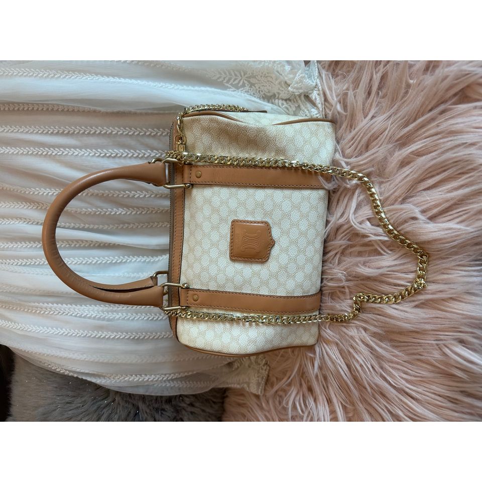 vintage celine white macadam boston bag