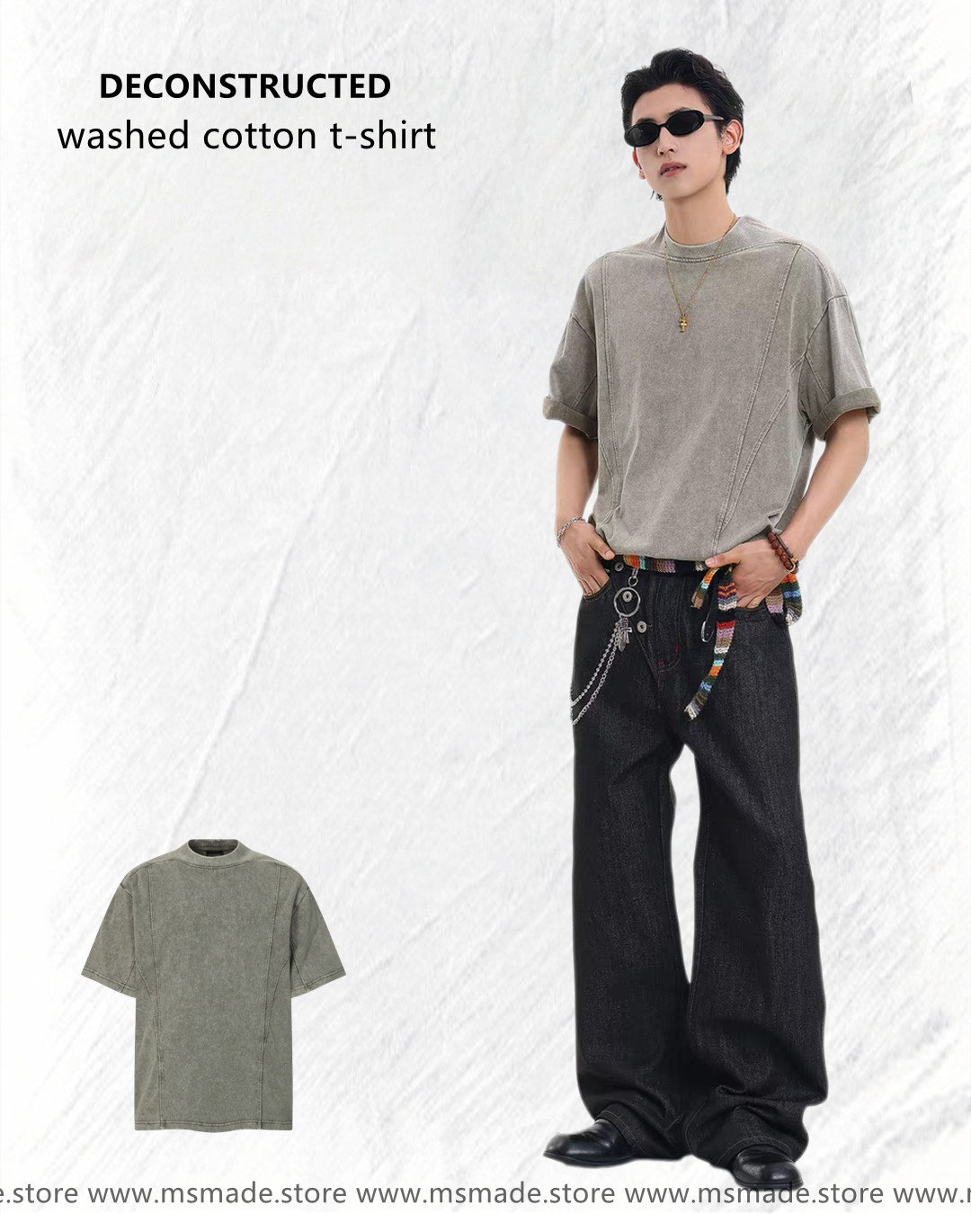 M7356洗水純棉解構短袖tee