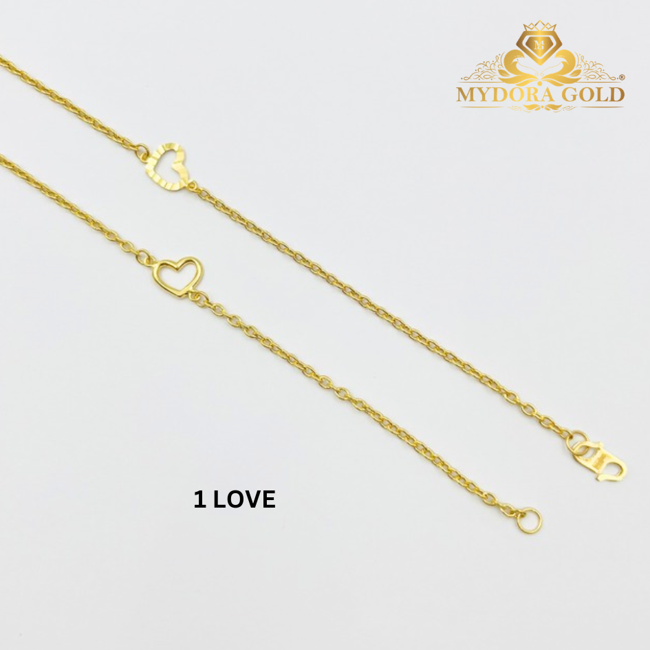 MYDORA Rantai Tangan Sauh + Love Bingkai l EMAS 916/22K
