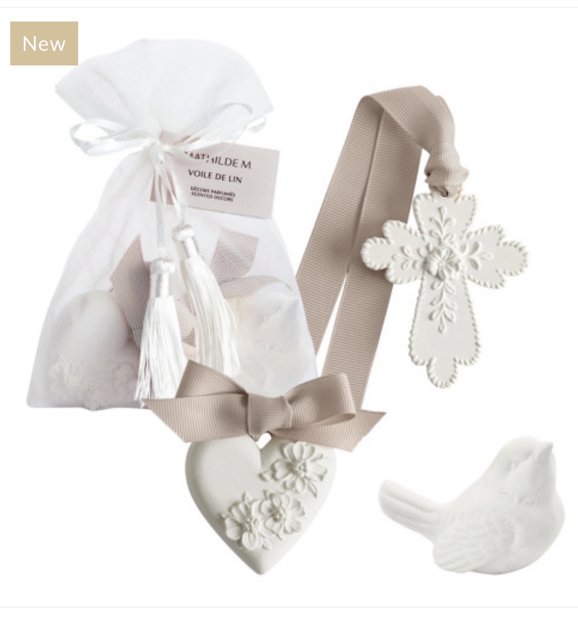 💕Mathilde.M set of 3 Scented Decorations m- Voile de Lin