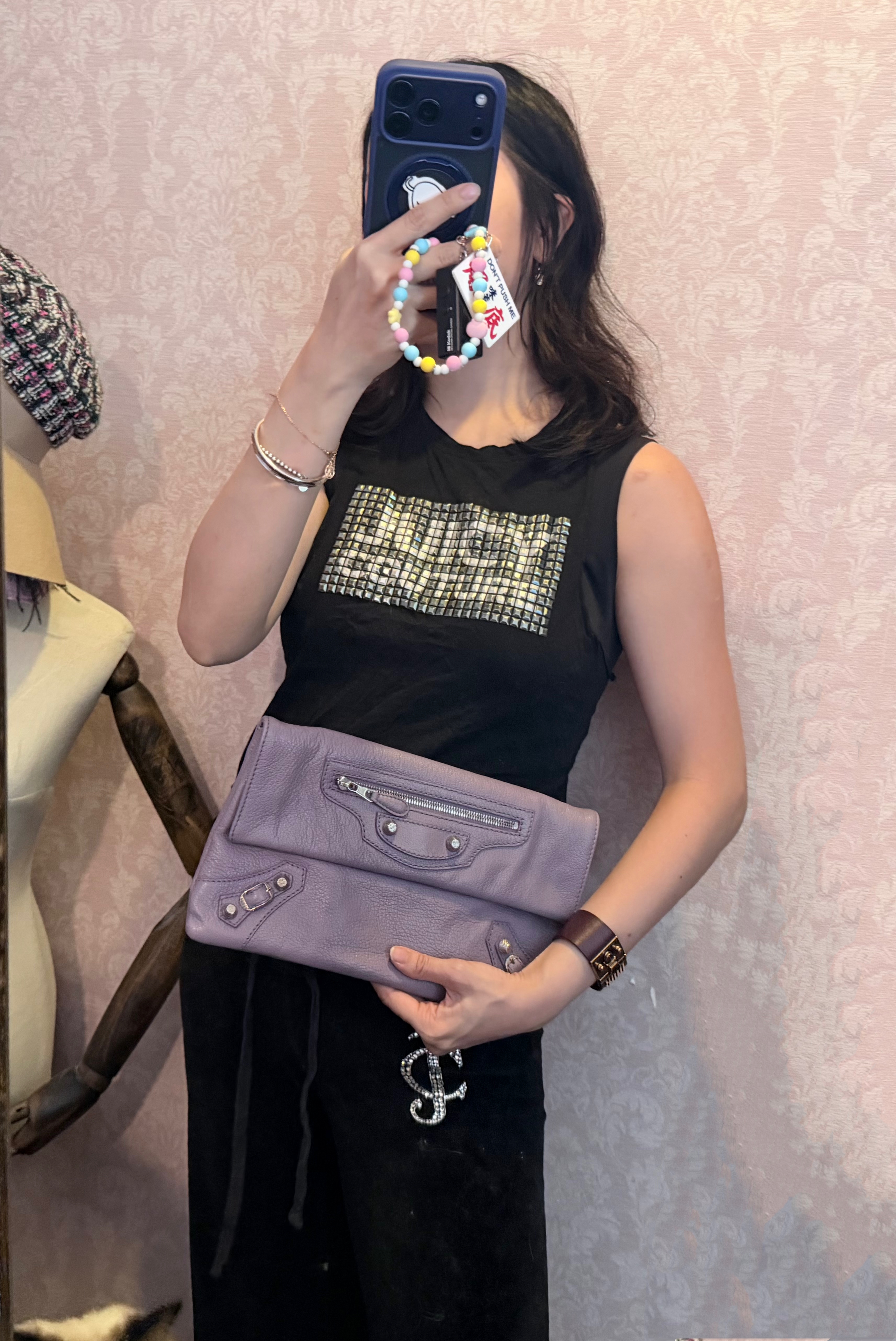 balenciaga lavender purple Lambskin Motocross Giant 12 silver Envelope Clutch Bag / bag 