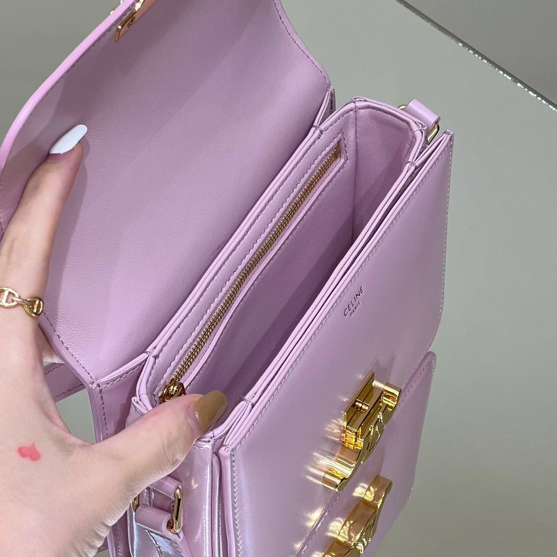 🔥大货实拍图 𝗖𝗘𝗟𝗜𝗡𝗘 ♥ 𝗧𝗘𝗘𝗡 𝗧𝗥𝗜𝗢𝗠𝗣𝗛𝗘 型号：188423 中号尺寸：22.5*16*7cm 小号尺寸：18.5*14*6cm