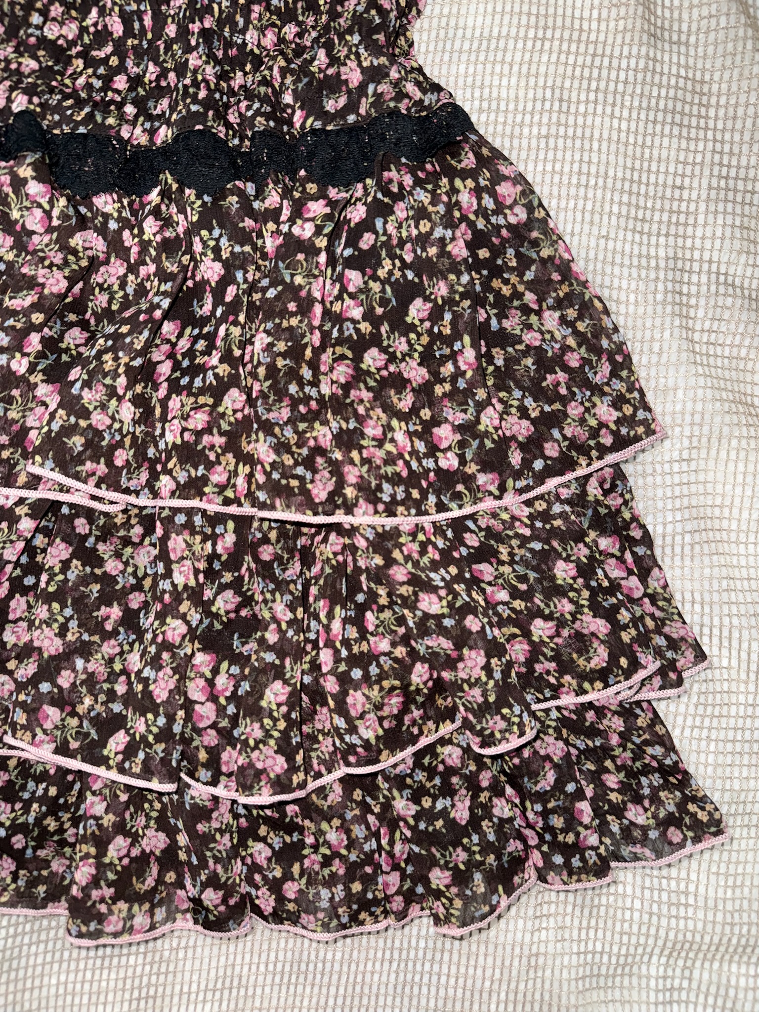 Y2K Gyaru Dark Floral Mesh Slip Dress