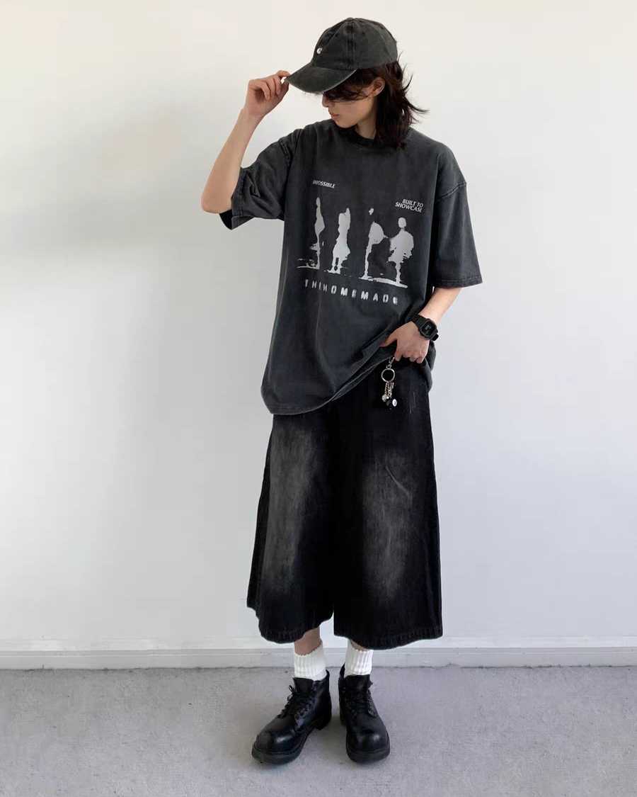 W65純棉洗水印花T恤