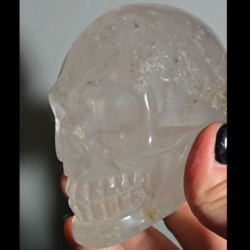 Clear quartz skull with rainbows - CQ49