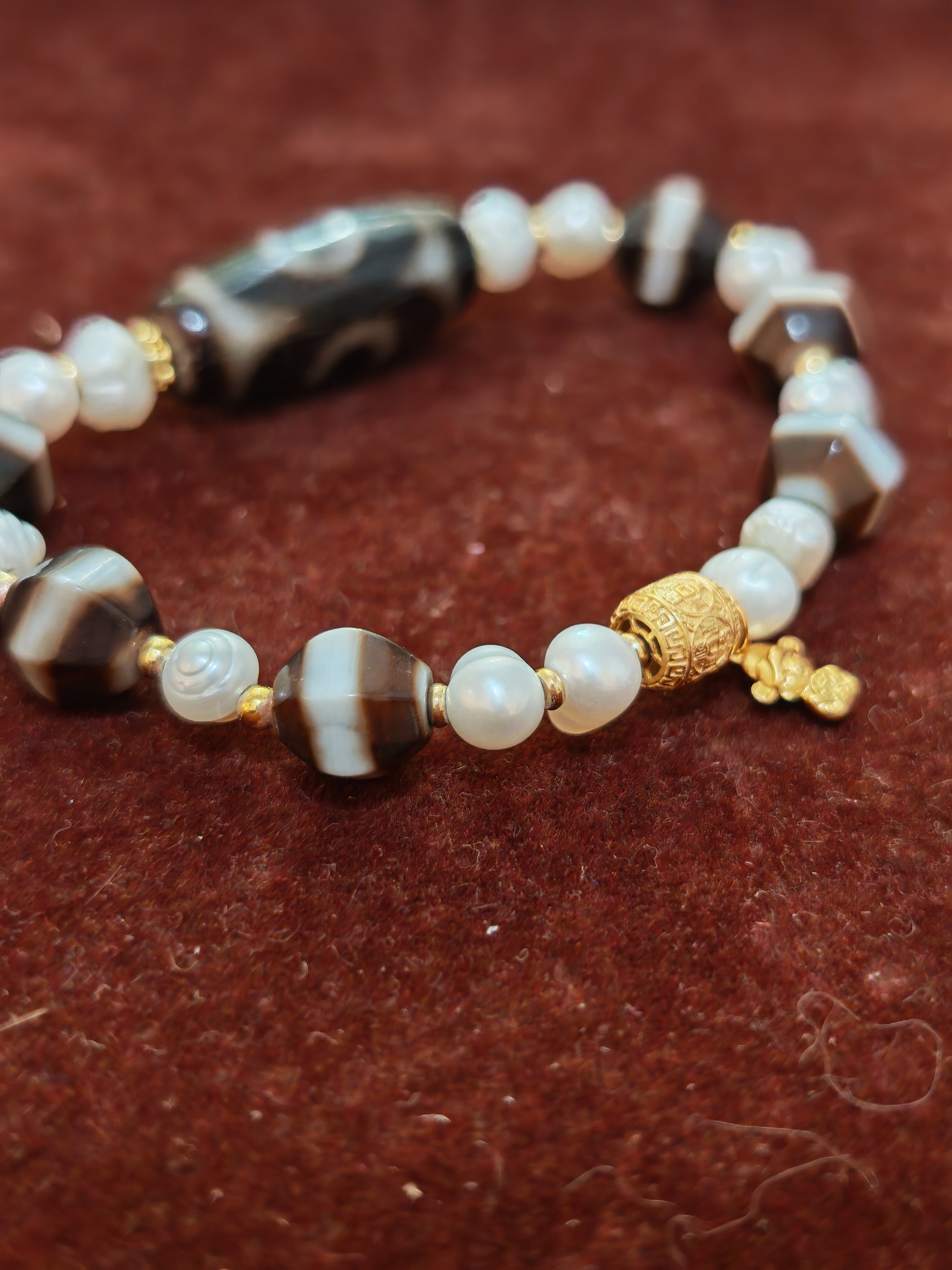 「黑白三眼天珠」26045