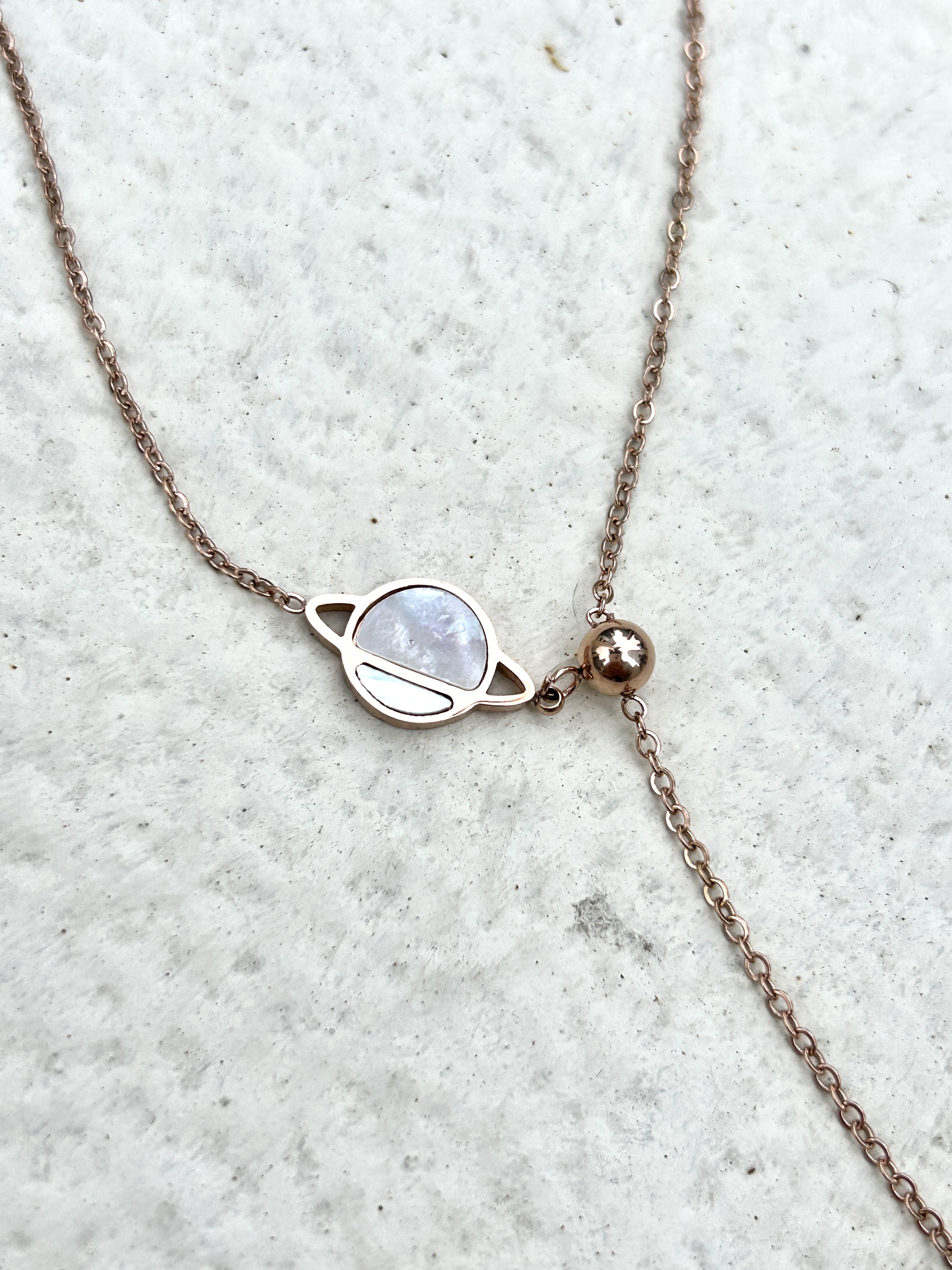 Rose gold planet stainless necklace