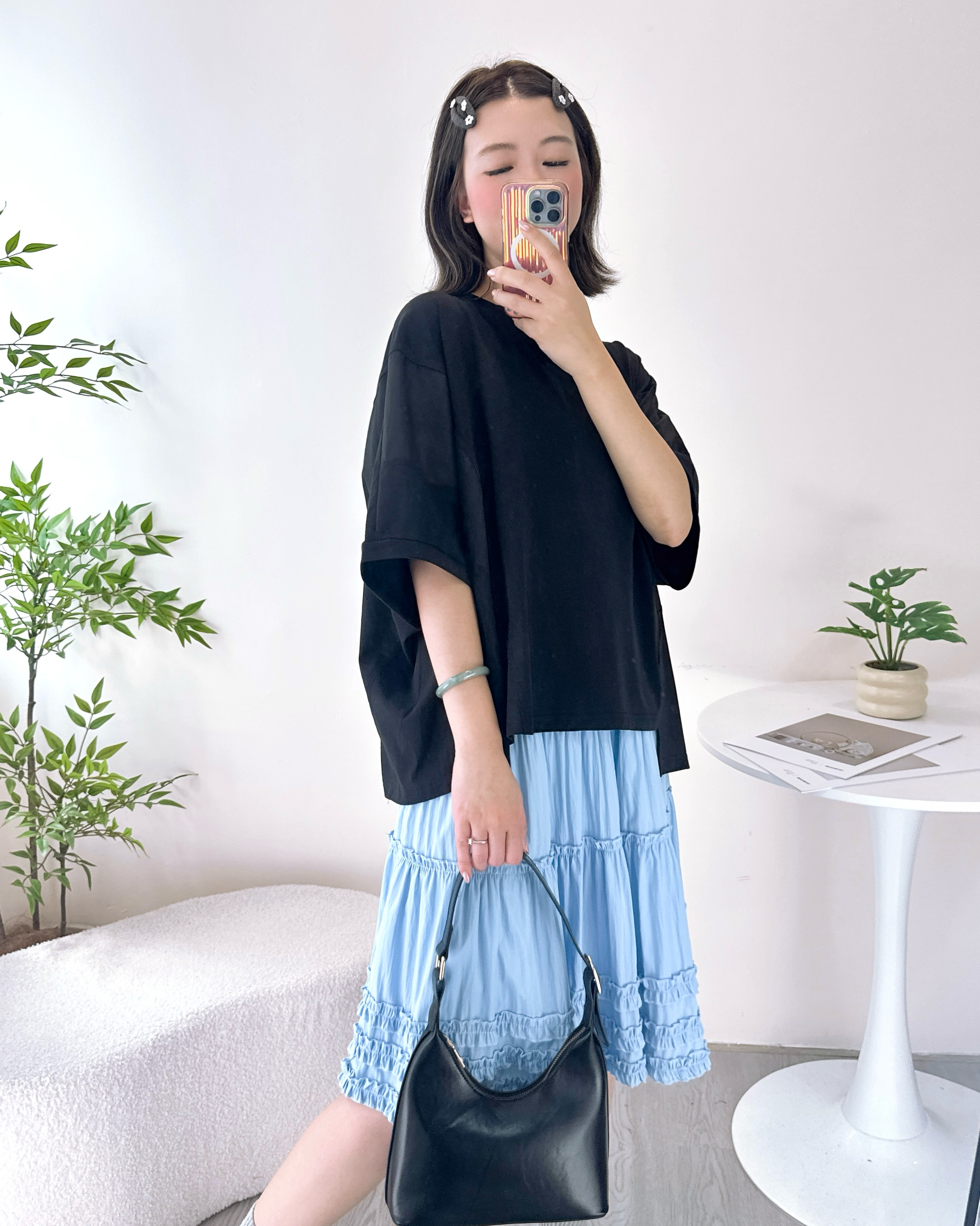 寬鬆不規則淨色上衣 3色