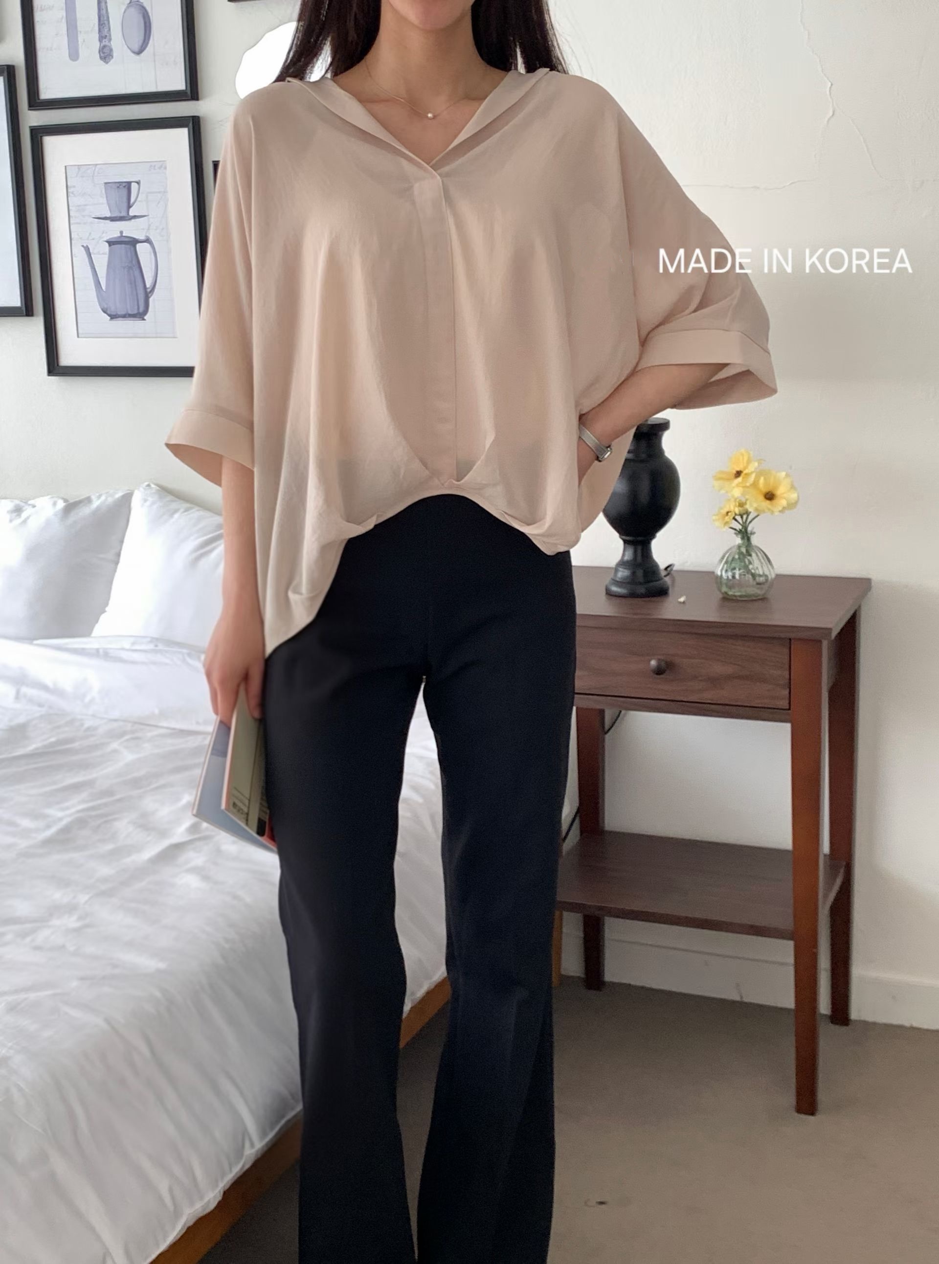 G6272 韓國🇰🇷V領淨色top