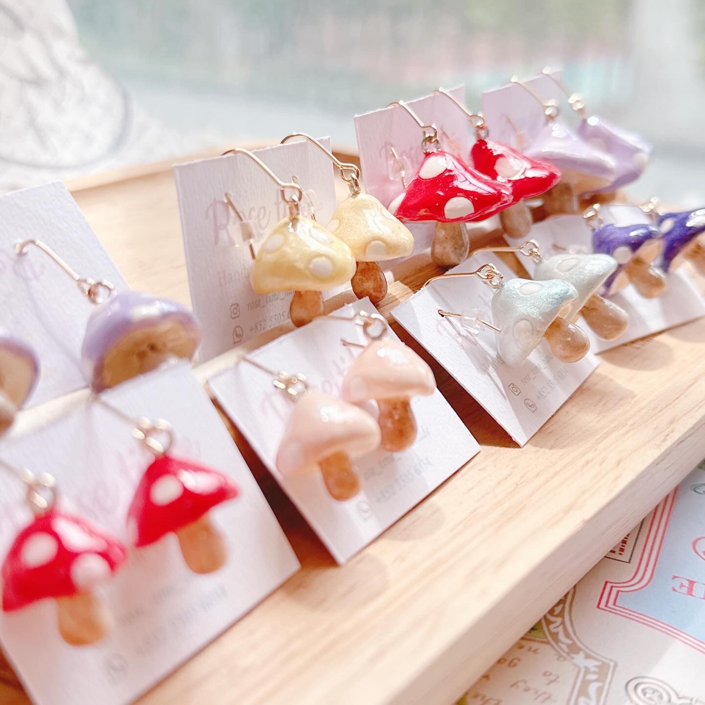 ᴿᵒˢᵉ ᵗⁱᵐᵉ ʰᵃⁿᵈᵐᵃᵈᵉ7️⃣週年 #3月25-27日半價飾物 🈹 手繪立體紅蘑菇耳環🍄🍄