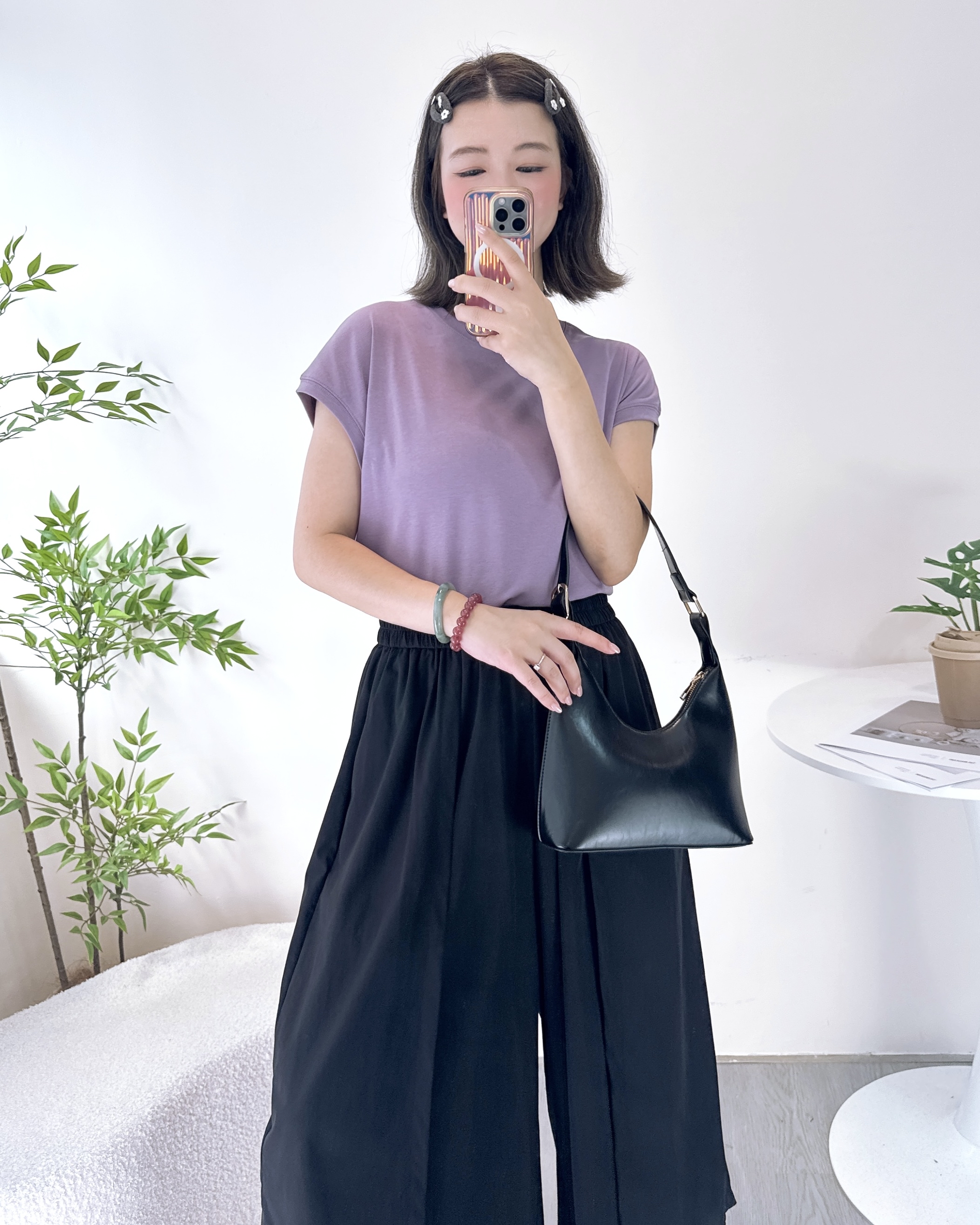 彈性純棉雞翼袖淨色上衣 8色