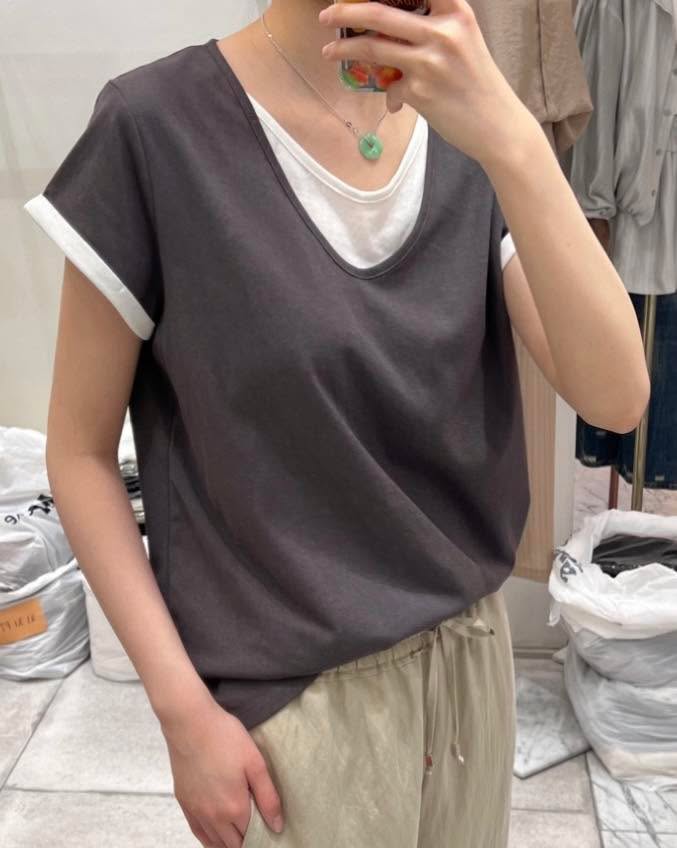 假兩件拼色 Tee 