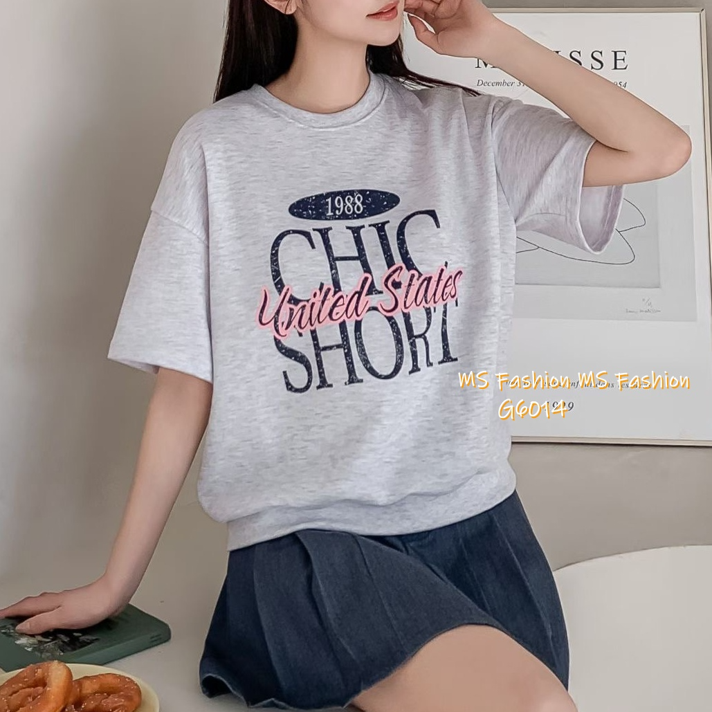 G6014 韓國🇰🇷拼色字母print top