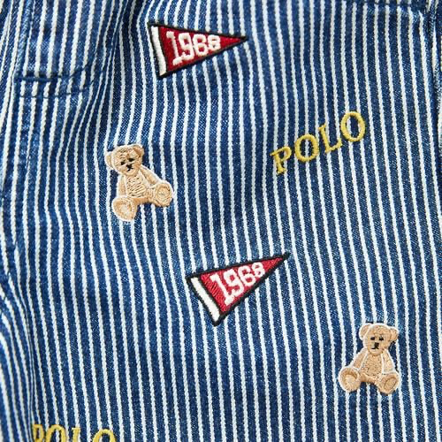 🇯🇵預訂 日本直送🇯🇵Polo Baby標誌小熊刺繡滿印條紋斜紋布短褲