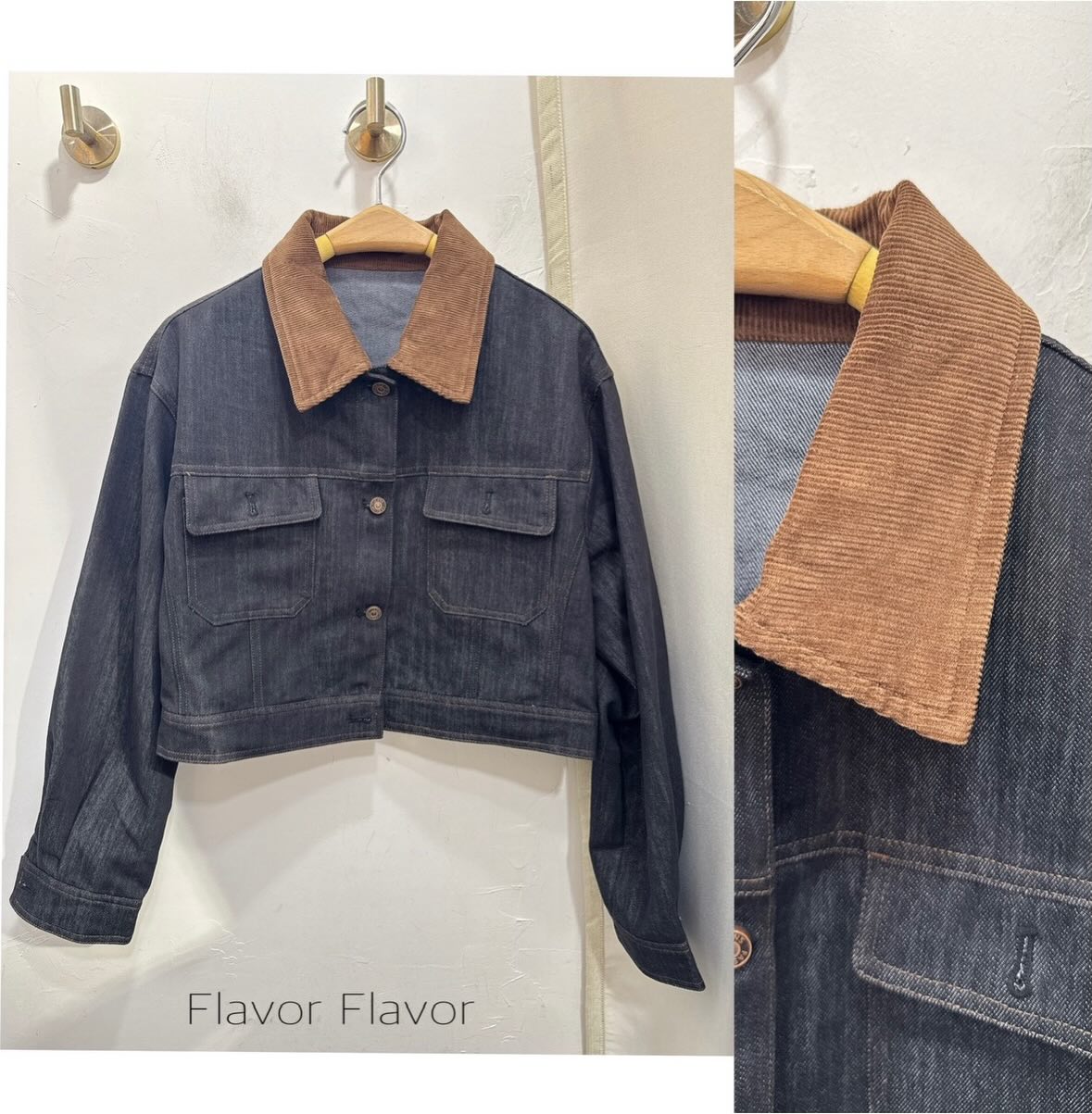 拼色拼布牛仔褸 