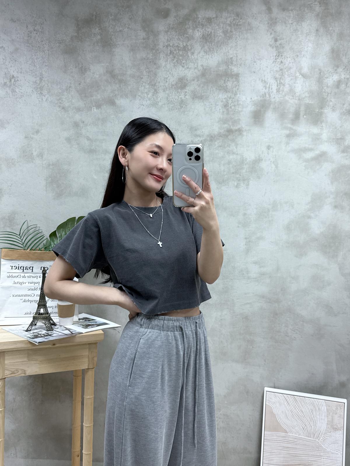 石磨爛洗水棉短Tee