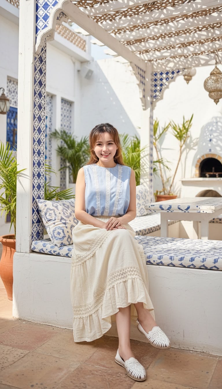 PKT 2632 Light Blue Side Lace Top 