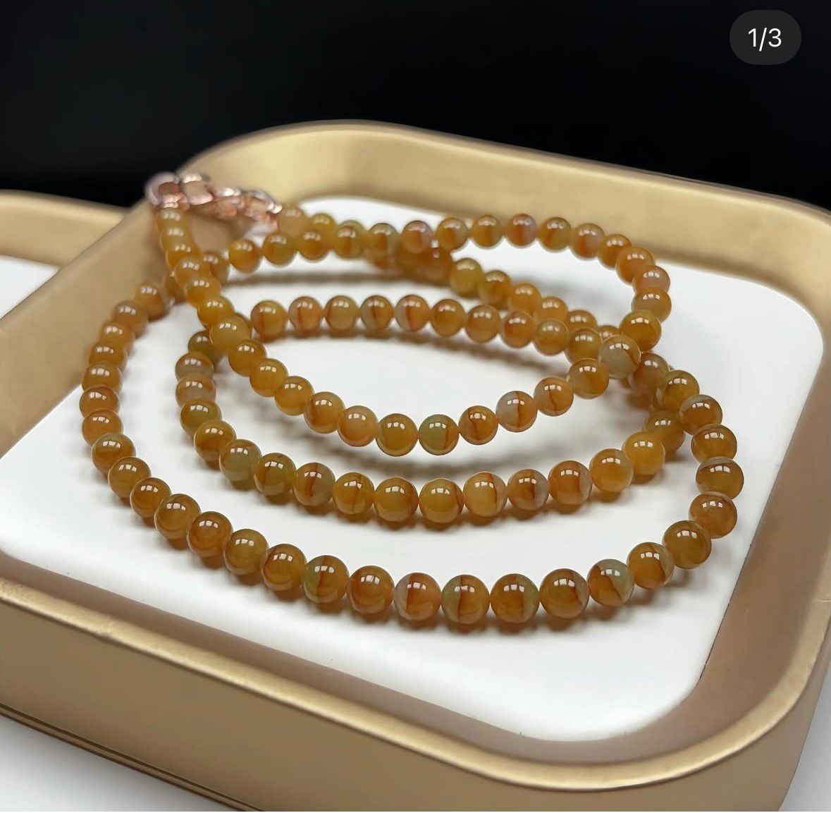 6mm 冰黃半山水特色翡翠珠頸串(附送香港鑒定證書）