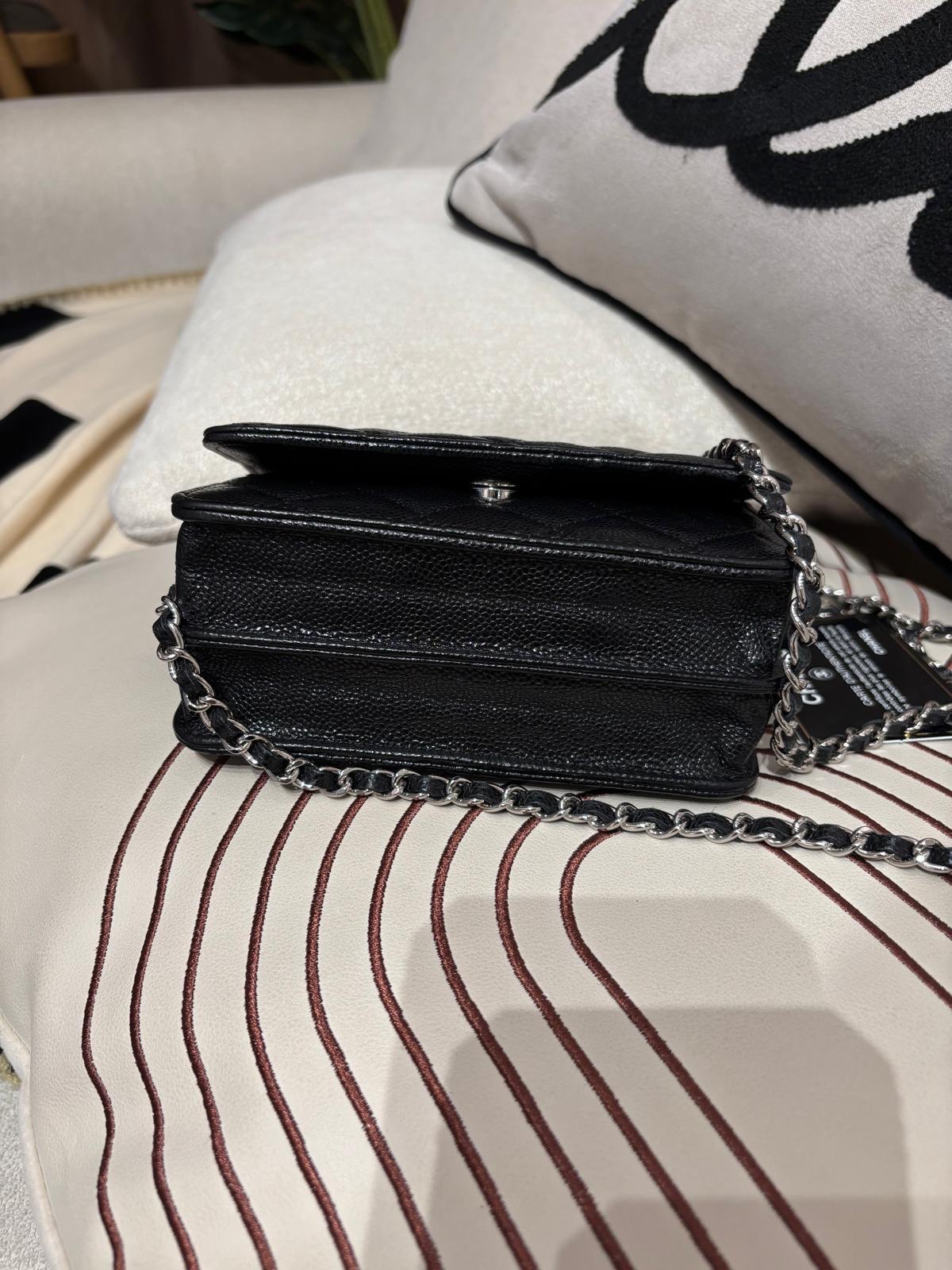 Chanel wallet on chain mini woc 黑色荔枝牛皮 100%Authentic ,95%new ✅card  ✅Box