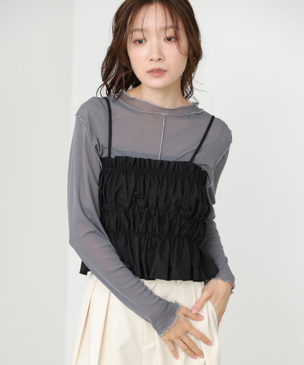 <JP> 內搭必備！輕薄柔和滾邊 Ruffles Top * 4色入 <預購>