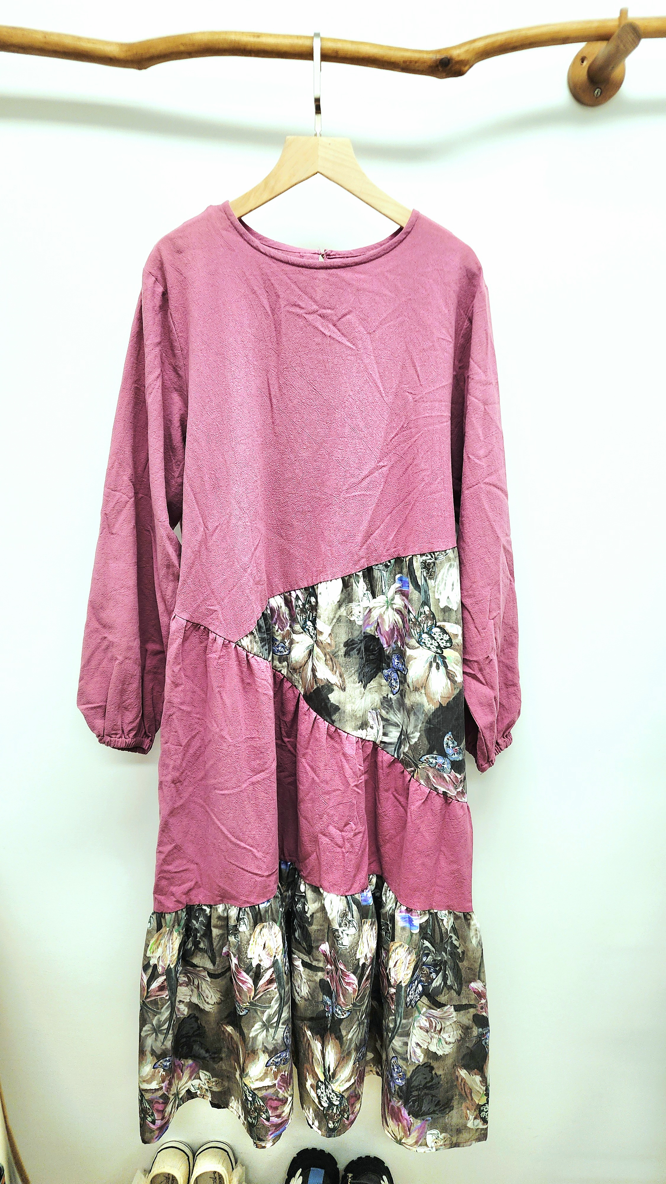 日牌Scolar紫拼花插畫連身裙