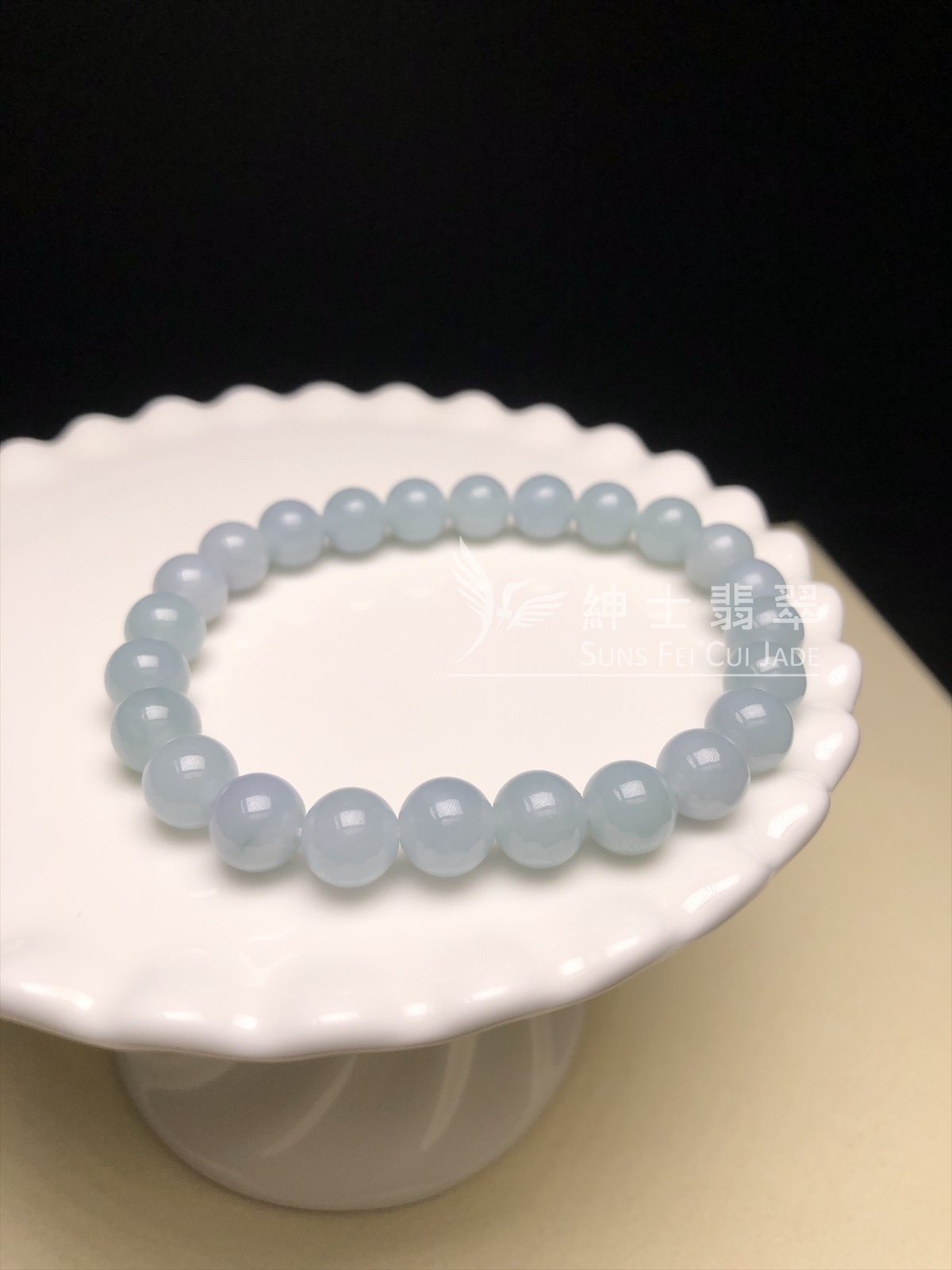 天藍翡翠圓珠手串8mm CA00507