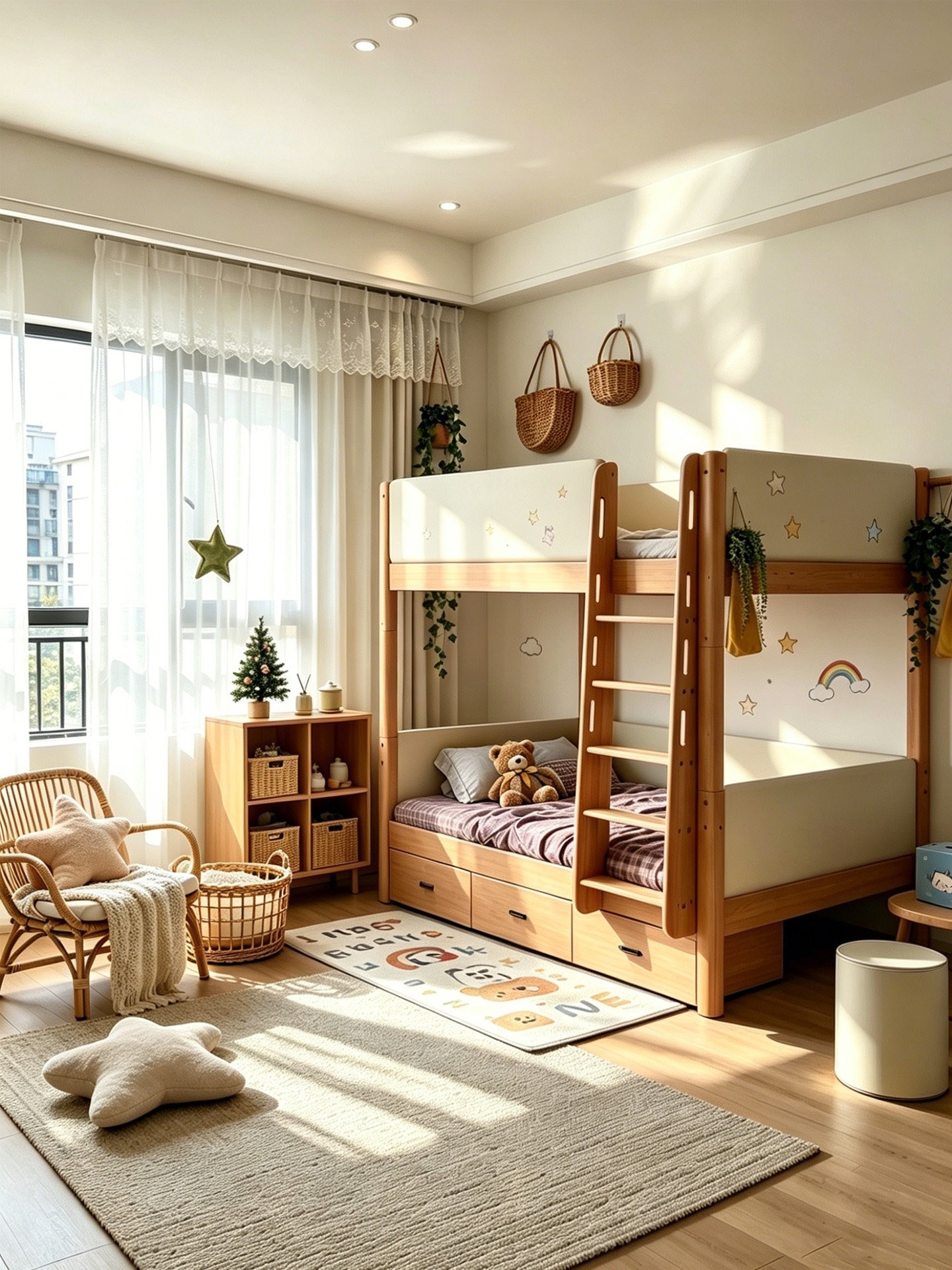 碌架床 環保耐用櫸木兒童雙層床 成人適用 小戶型可拆開睡床 bed