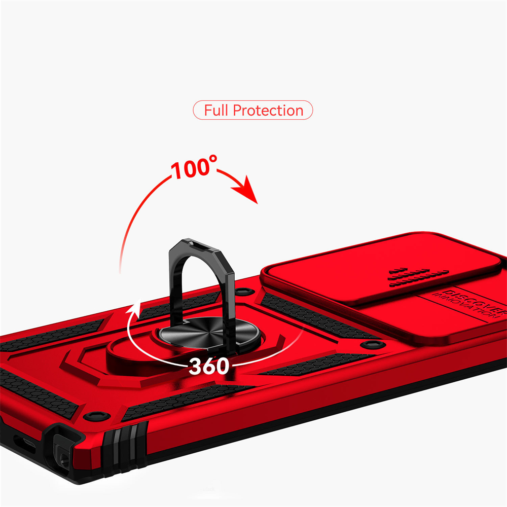 [紅色][適用於三星S24Ultra] 車載防摔保護套 磁性手機保護殼 戒指支架手機殼 [平行進口] PC6292