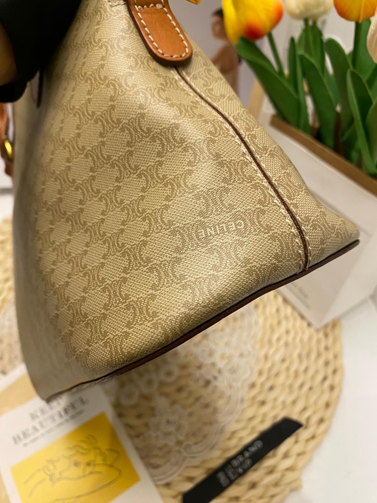 Celine Vintage Macadam Triomphe Dome Bag (米色)