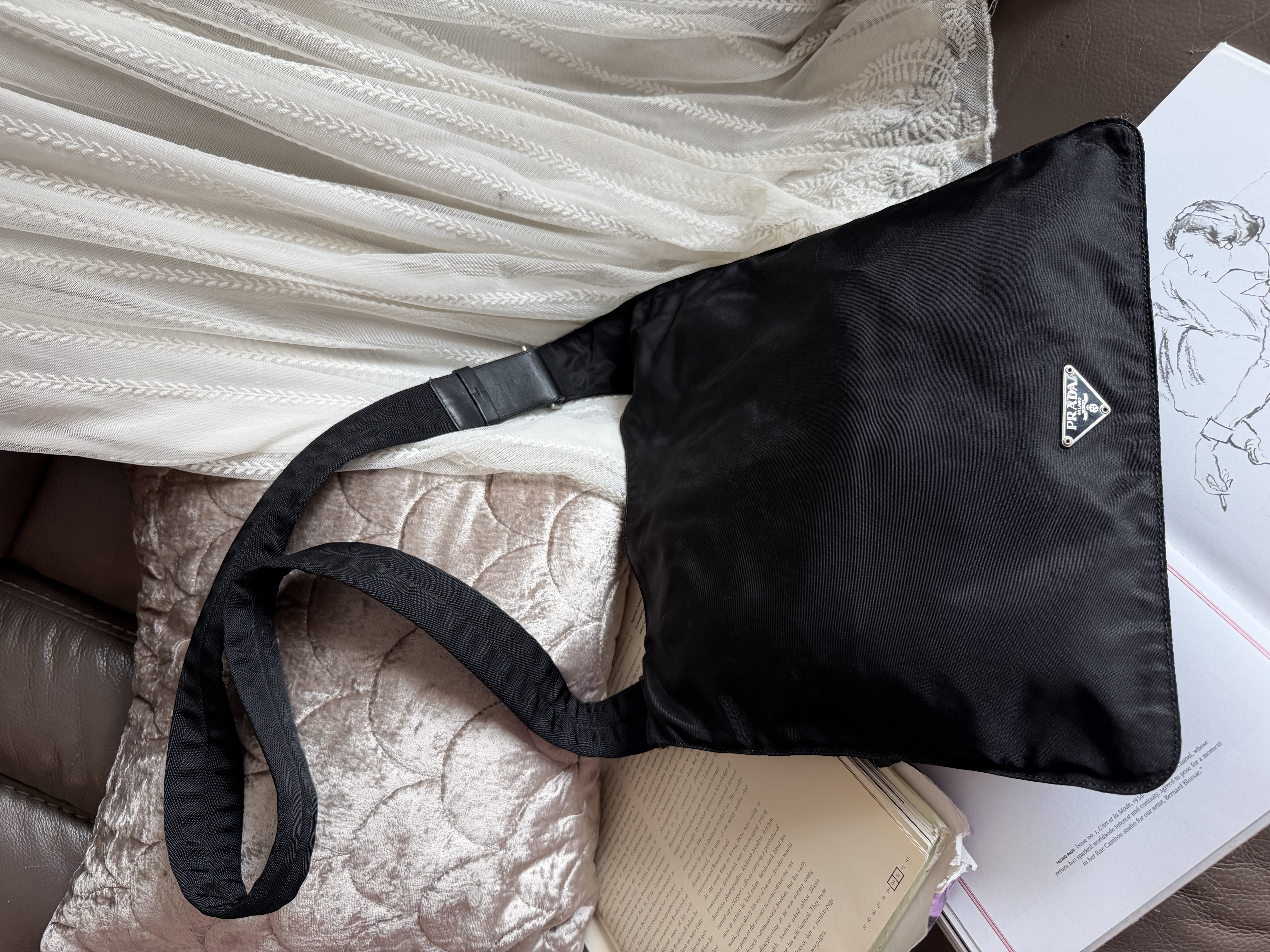 prada black黑色 nylon crossbody bag 