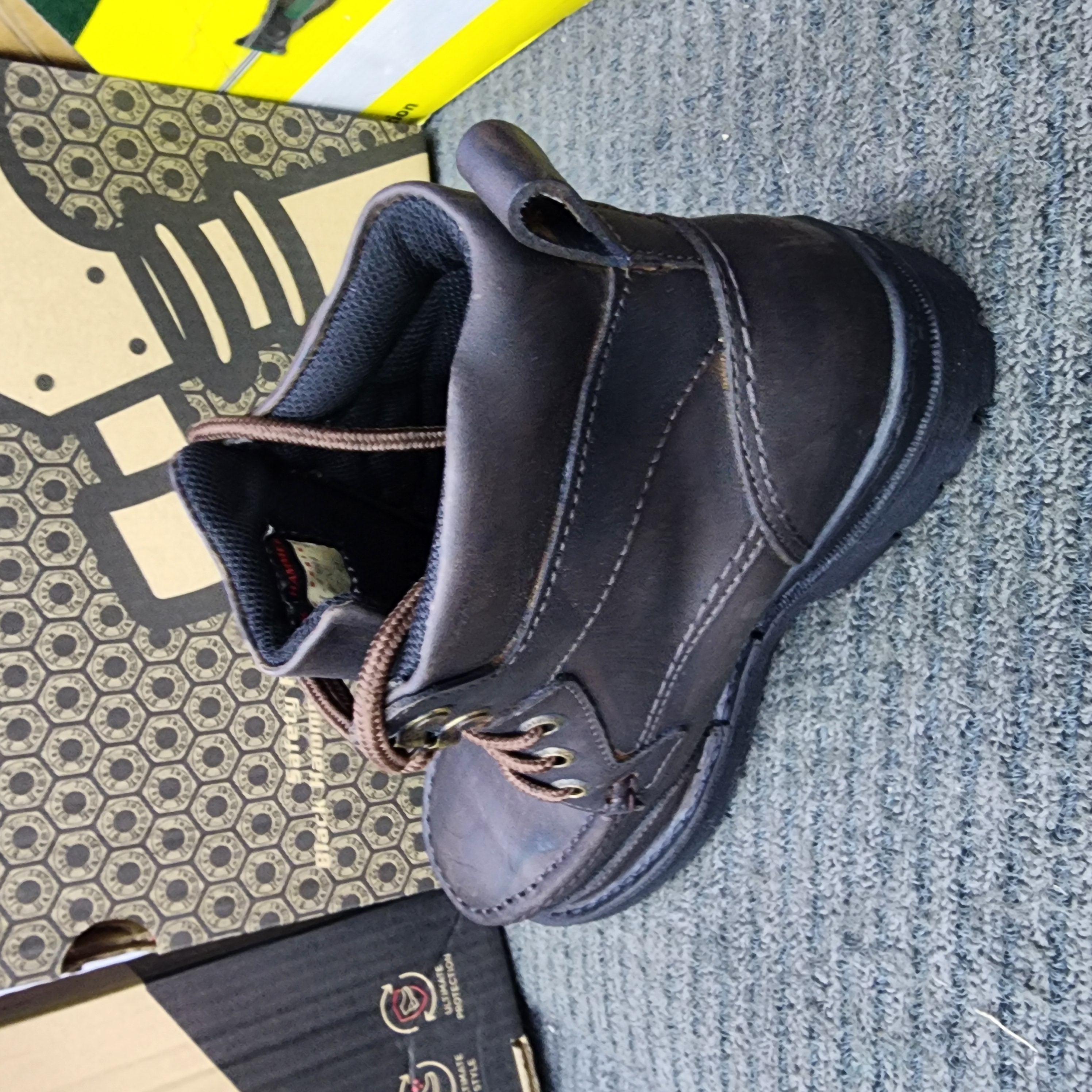 Black Hammer 4000 Series Men Safety Shoes Mid Cut Mocassins With Lace Up BH 4994 Boots Leather Steel Toe Kasut Keselamatan