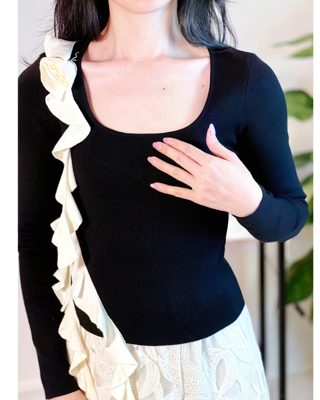 5109 Kristin Long Sleeve with Ruffle Blouse