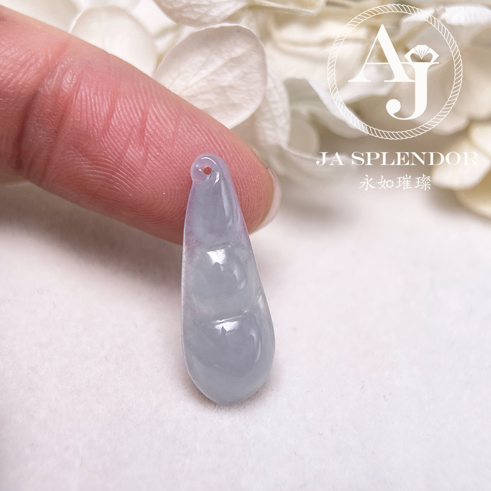JN-1572 天然翡翠A玉 冰種紫藍四季平安福豆吊墜