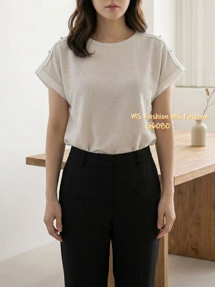 G6080 韓國🇰🇷簡約有款肩珠top