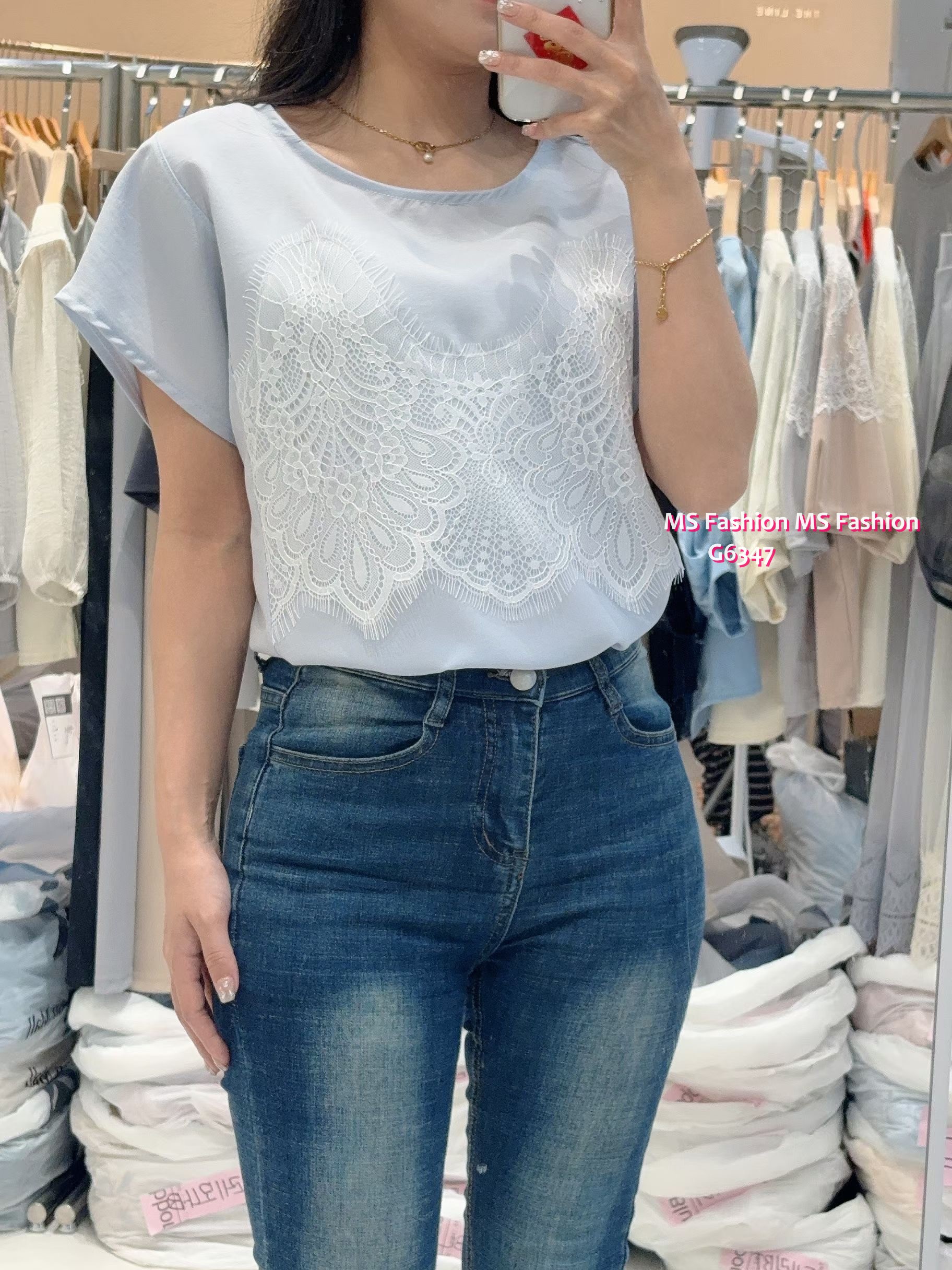 G6347 靚靚拼lace top