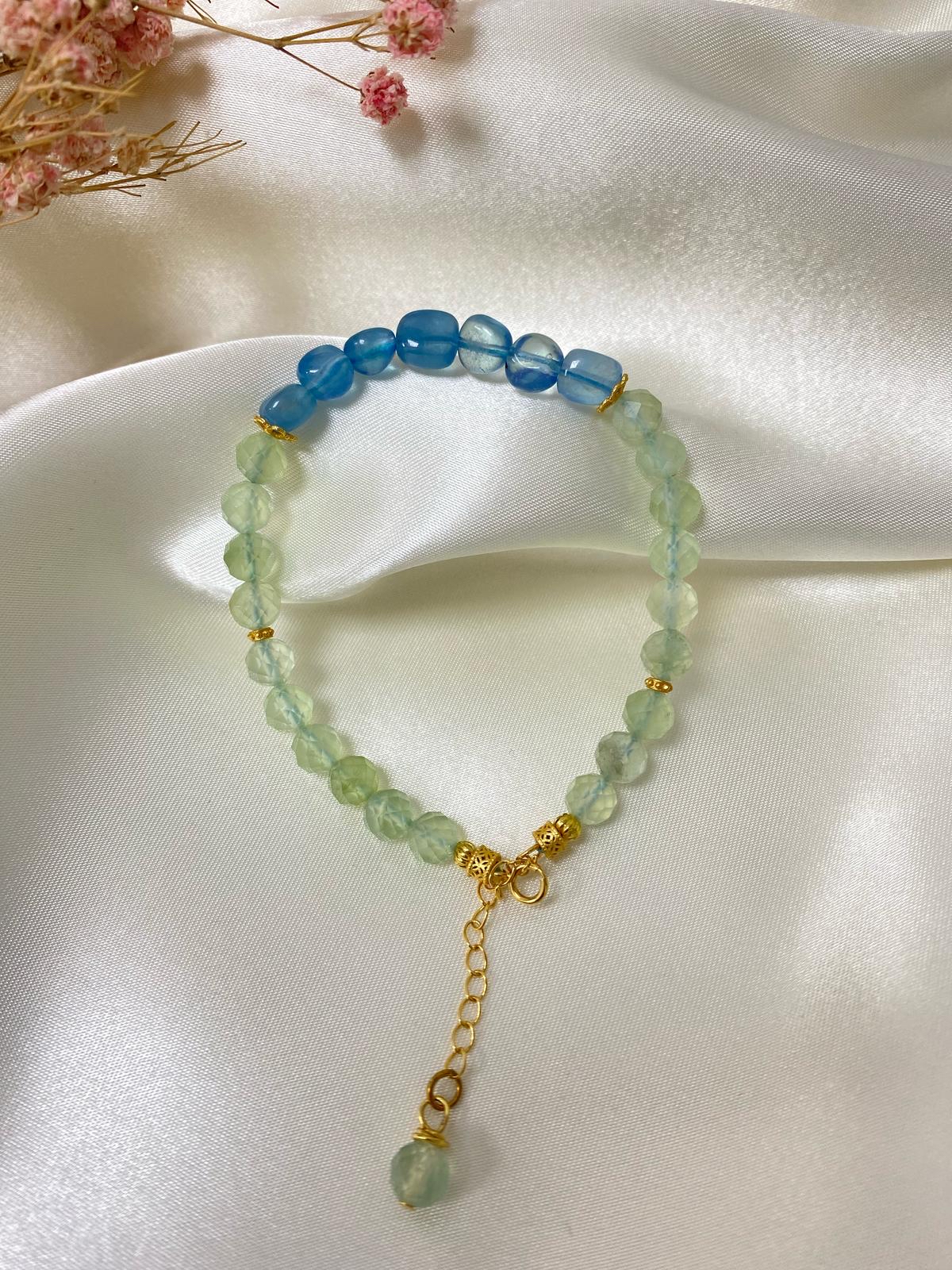 設計款海藍寶石+葡萄石配s925銀