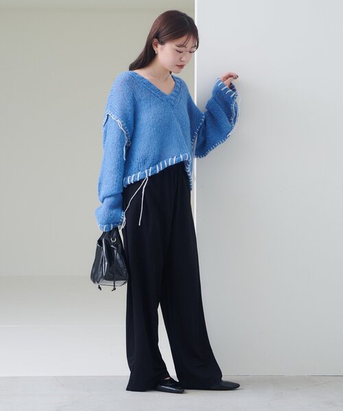 v領盲針編織冷衫