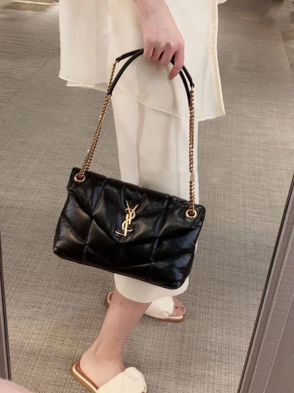 圣罗兰 YSL Puffer 小号/Toy 黑色皮革链条包