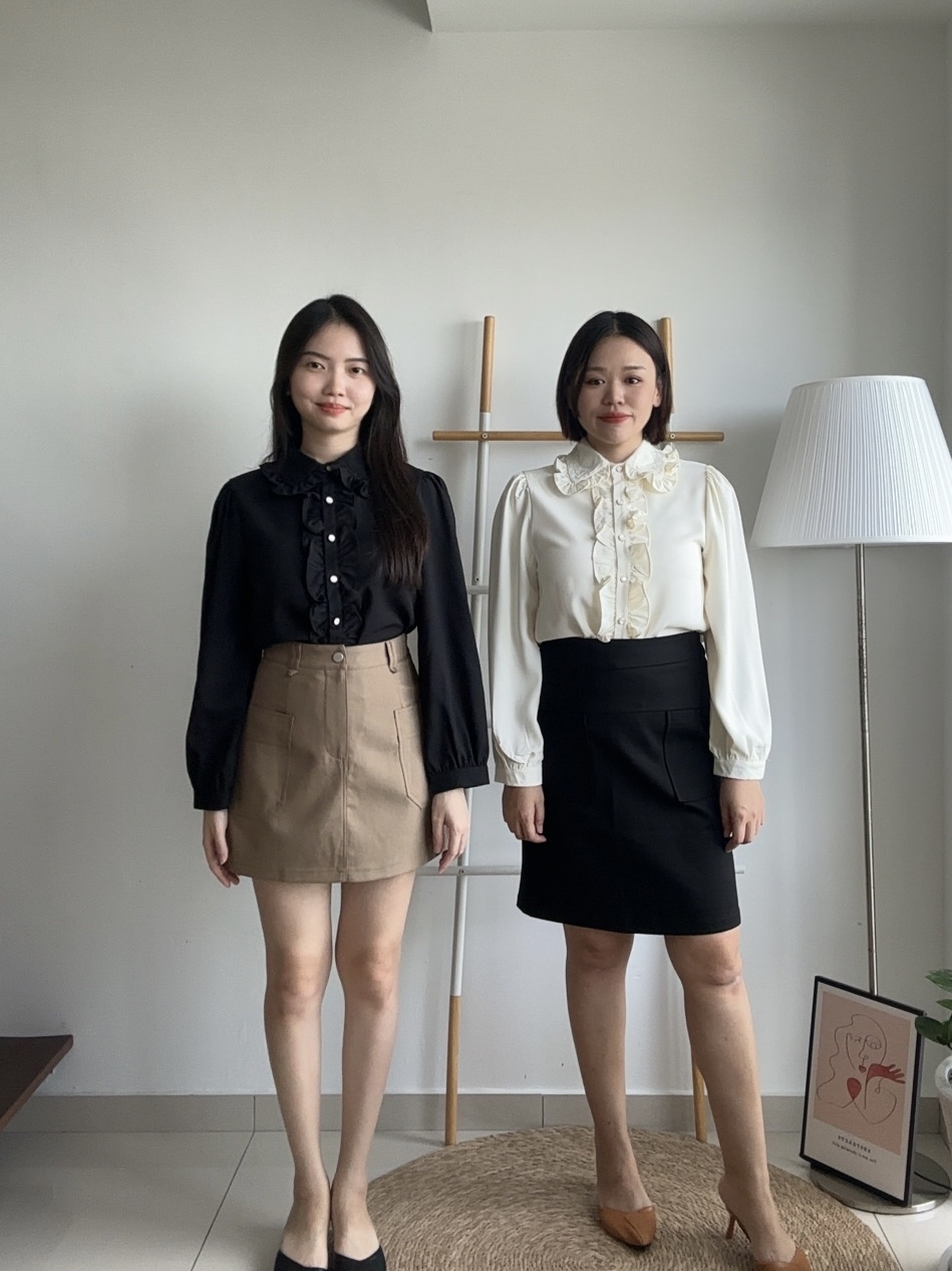 T4191 Puff Sleeve Ruffle Shirt - 3 Colors 