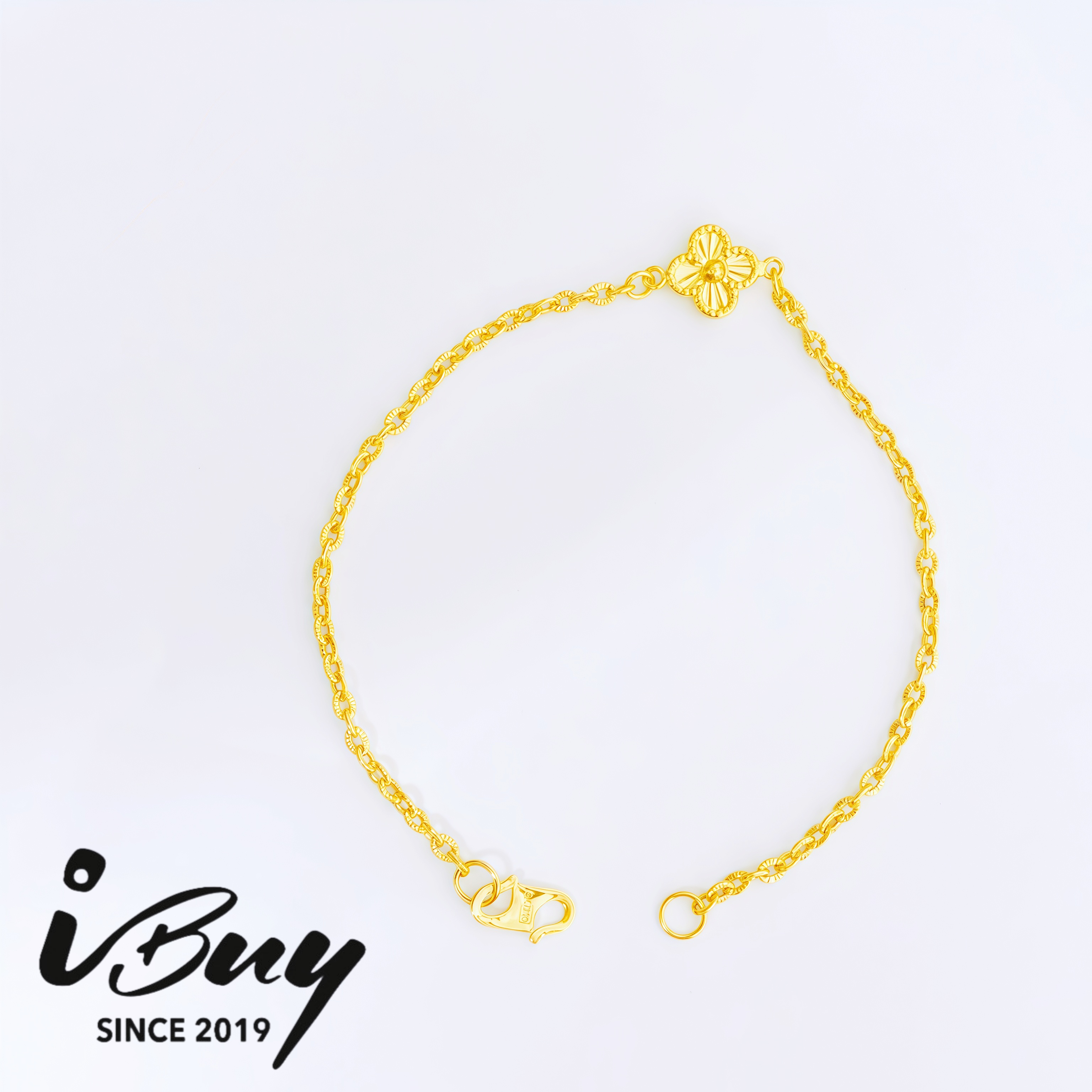 916 GOLD 8MM 1 VCA POLO STAR BRACELET 916 金 8MM1花四叶草太阳花手链