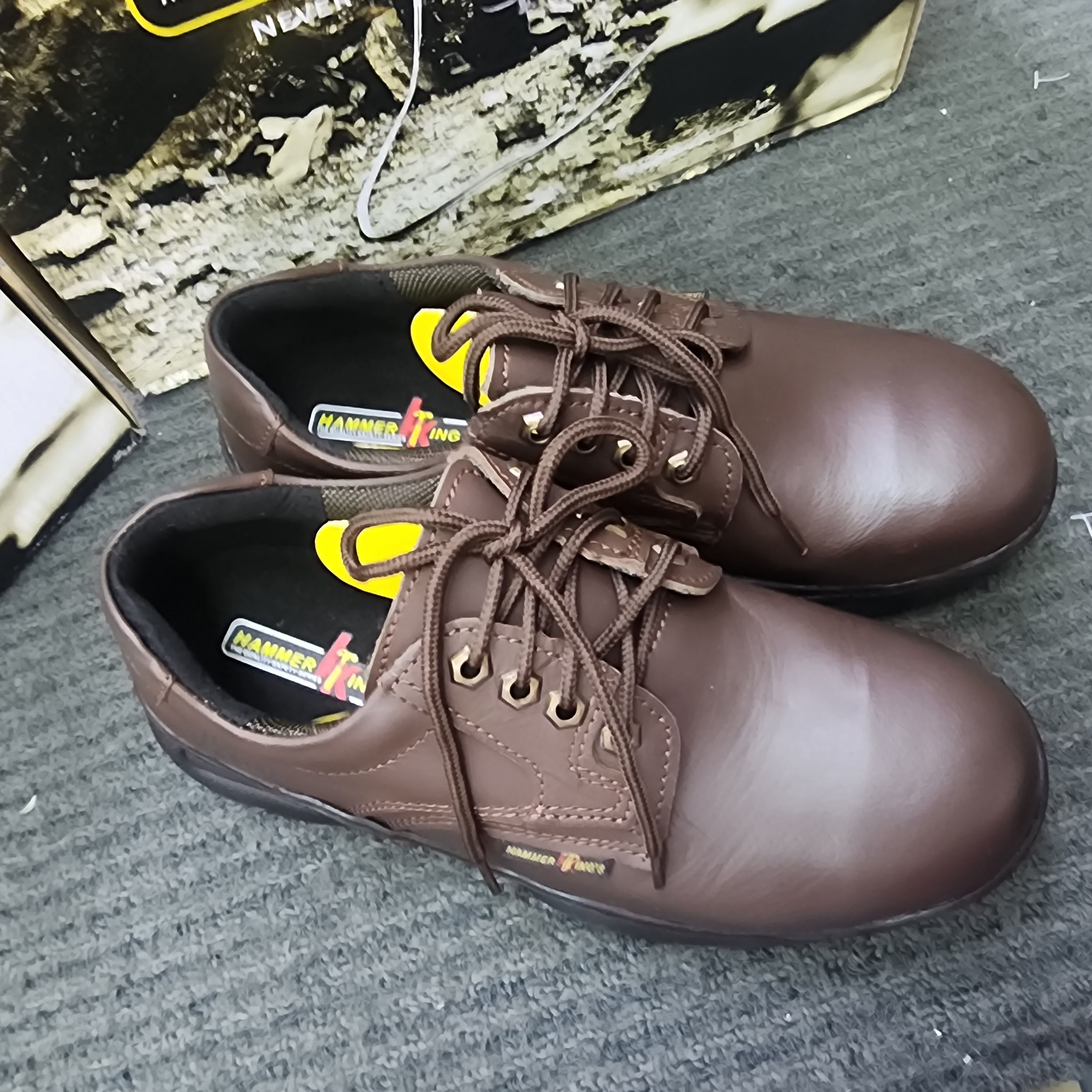 Hammer King 13012 Safety Shoes Boots Steel Toe Cap Steel Mid Plate Low Cut Lace Up Premium Quality SIRIM and DOSH Approved  Leather Kasut Keselamatan