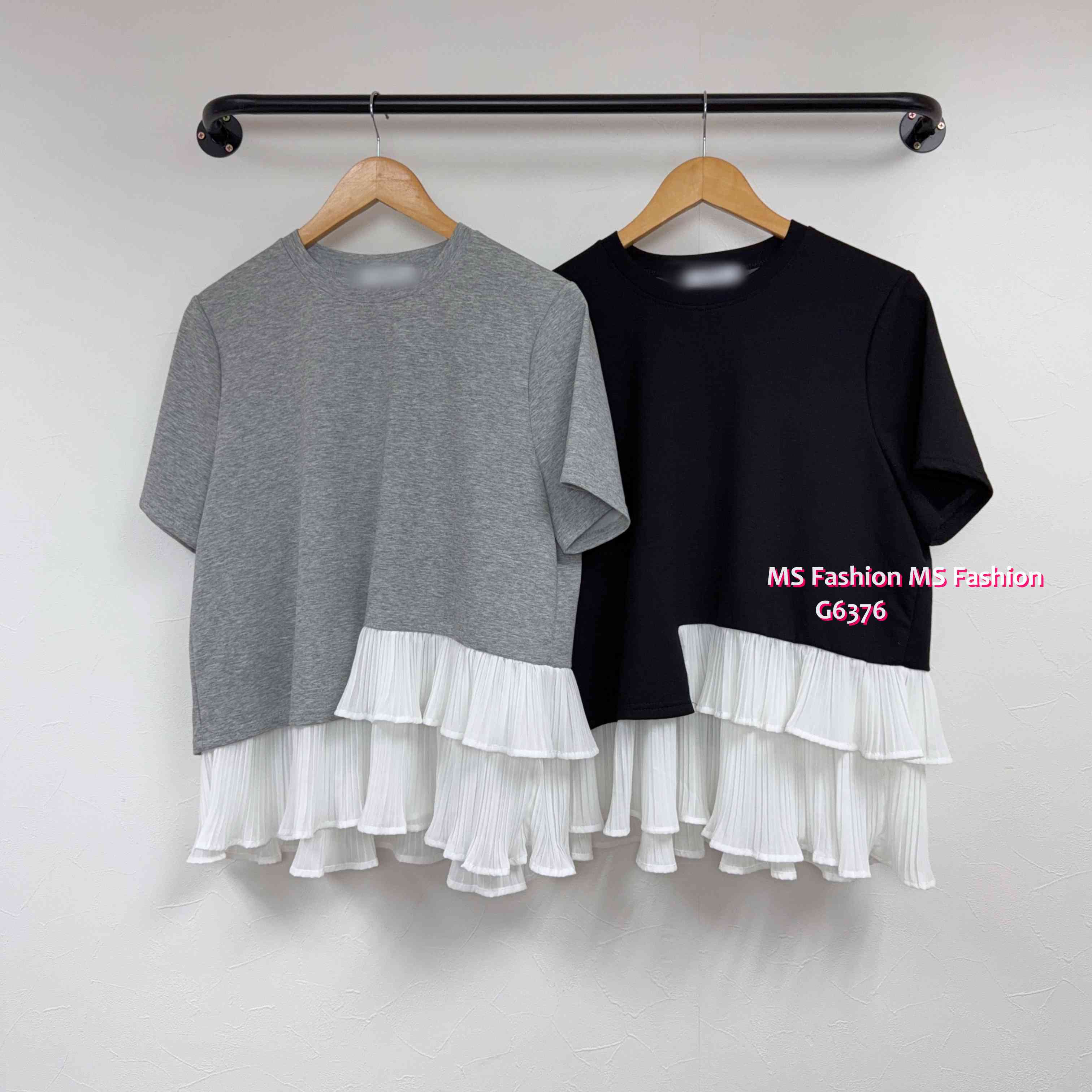 G6376 ruffle腳拼布top