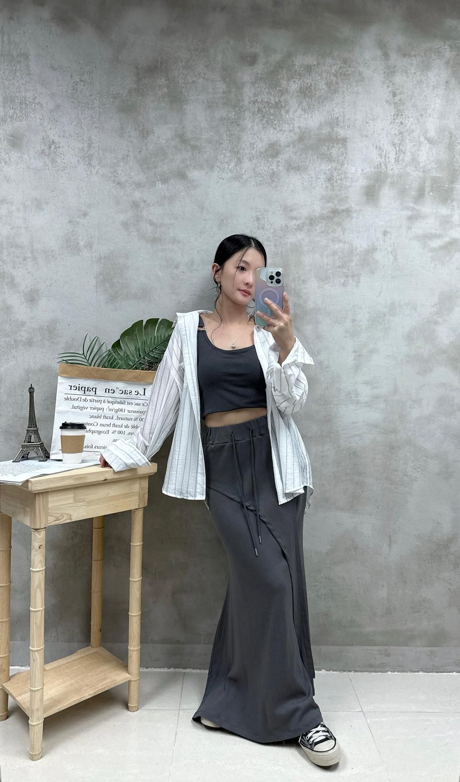 B06 銀扣方領長Bra top