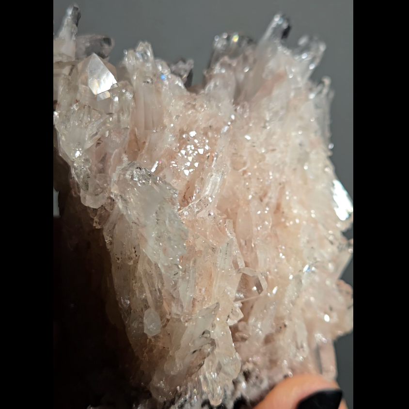 Pink Lemurian cluster with rainbows - LQ188