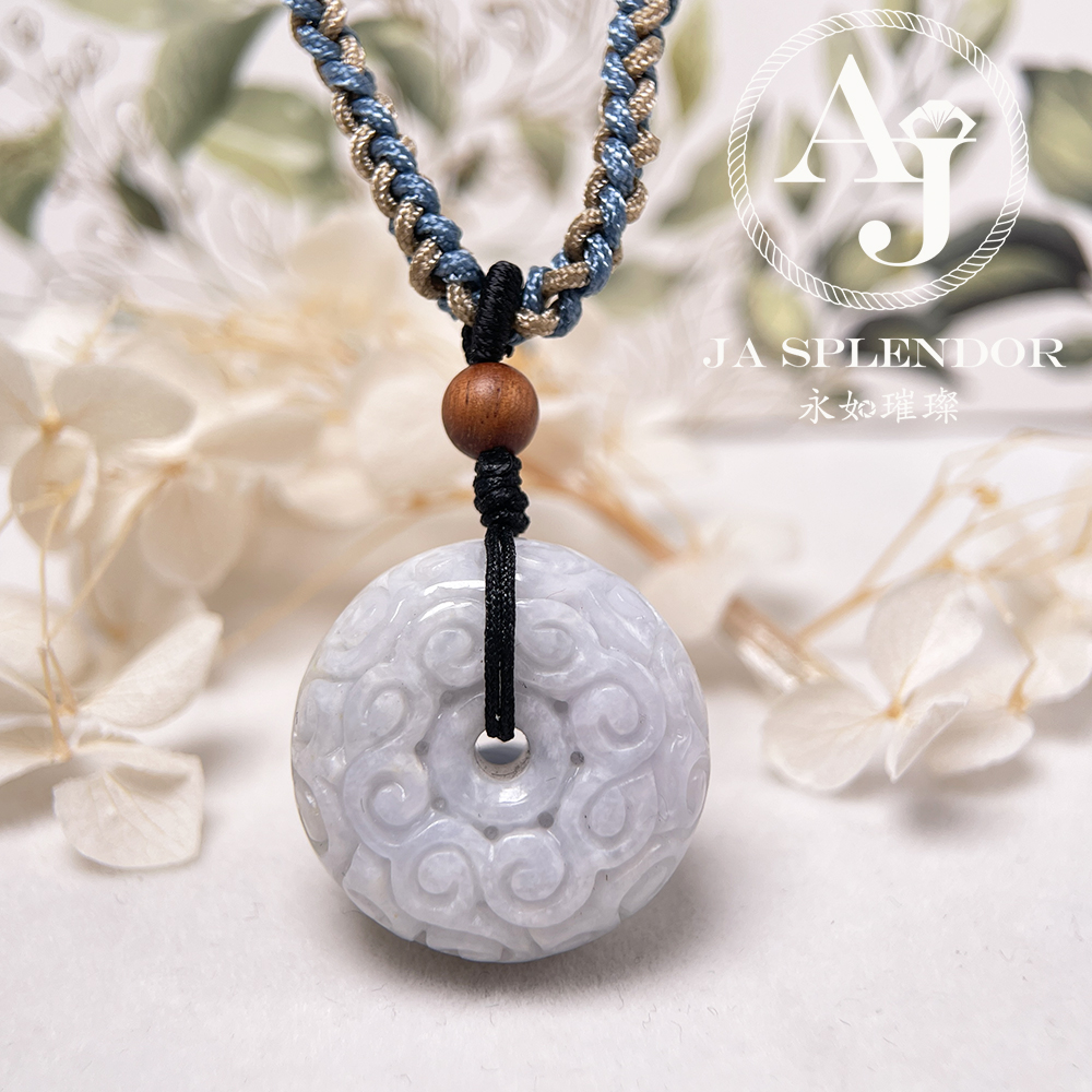 JN-3299 天然翡翠A玉 復古回紋順利招財黃翡精工雕刻平安扣