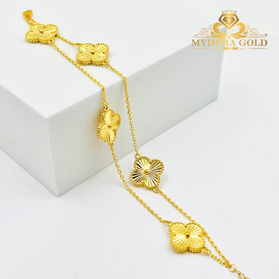 MYDORA Rantai Tangan Sauh Fesyen Double Layer Clover l EMAS 916/22K