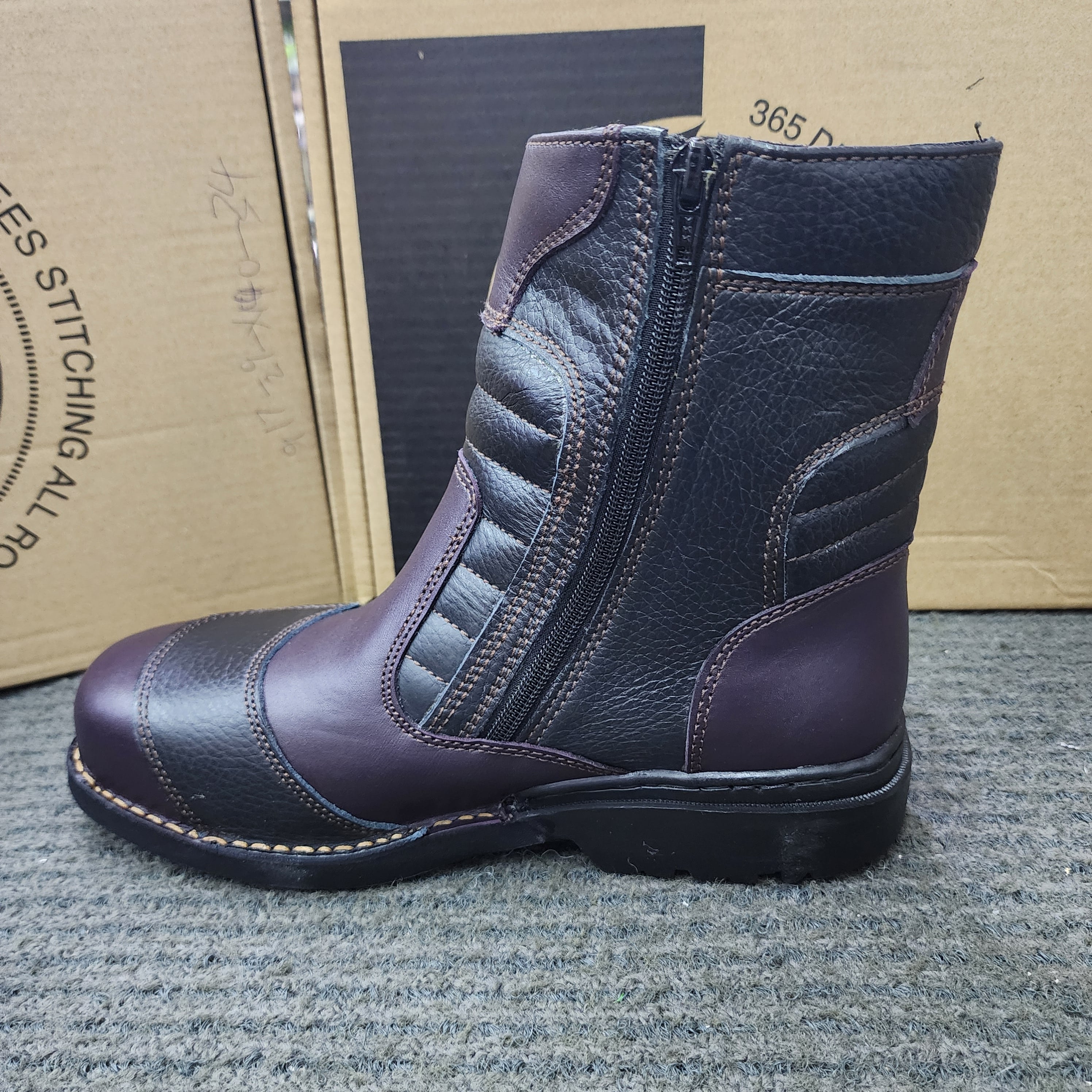 GUZZI PRO Safety 929 Burgundy Black Full Black Brown Khaki MIDCUT SINGLE ZIP SAFETY SHOES BLACK BROWN KASUT KERJA SIRIM Kasut Keselamatan