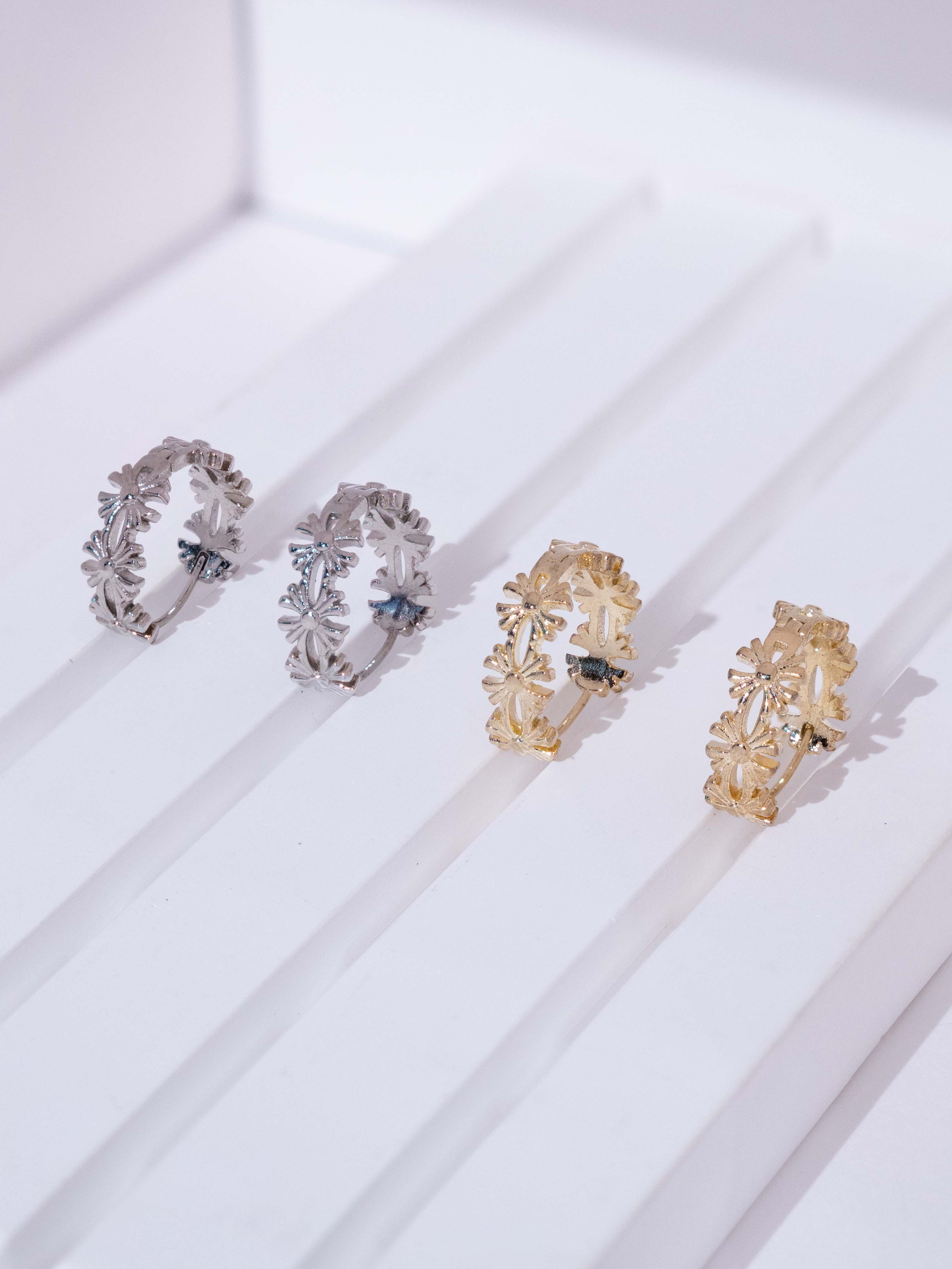 Daisy Huggie Hoop Stud Earrings