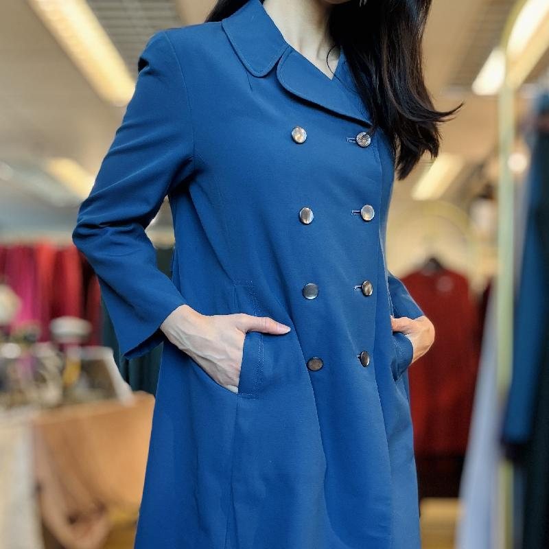 Vintage 1960s Style Double Breasted A-Line Blue Jacket / Coat (MT2260-26)